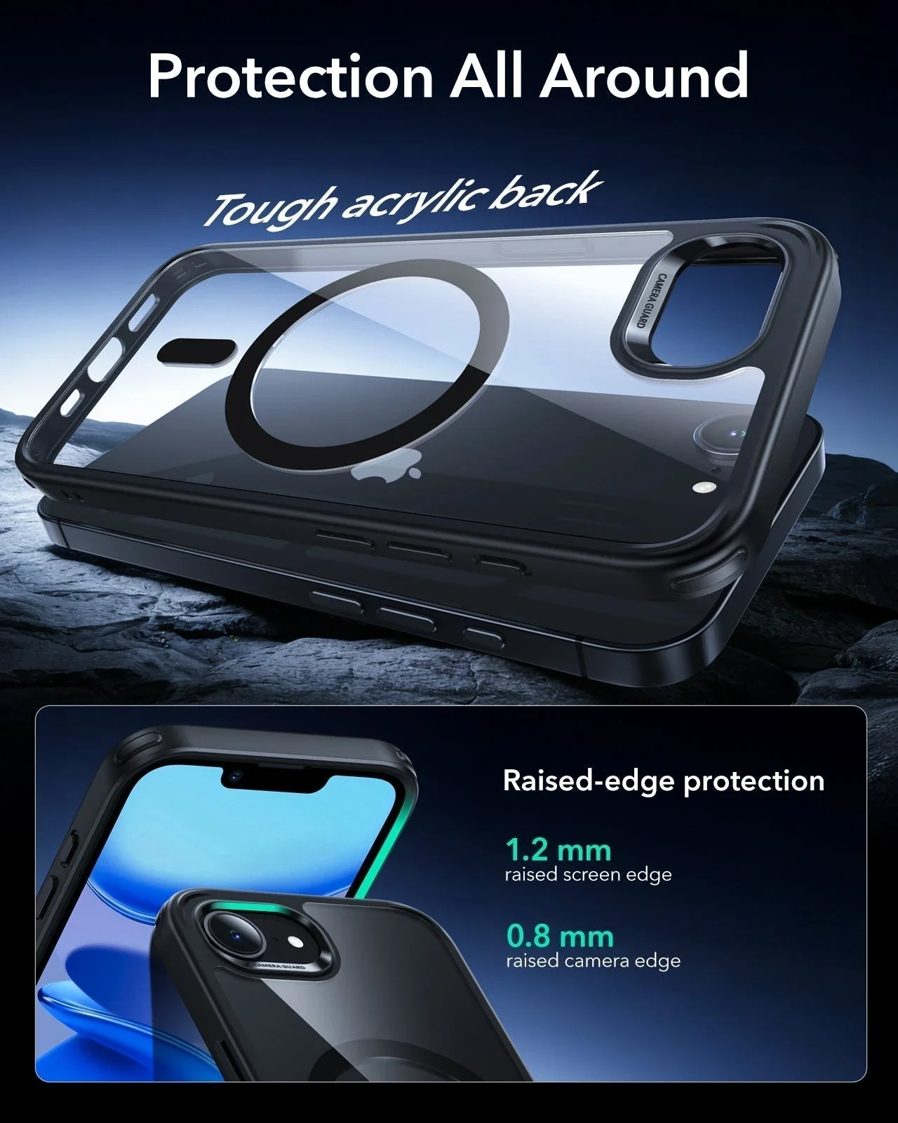 iPhone 17e Classic Hybrid Magnetic Case - Clear Black - Image 3