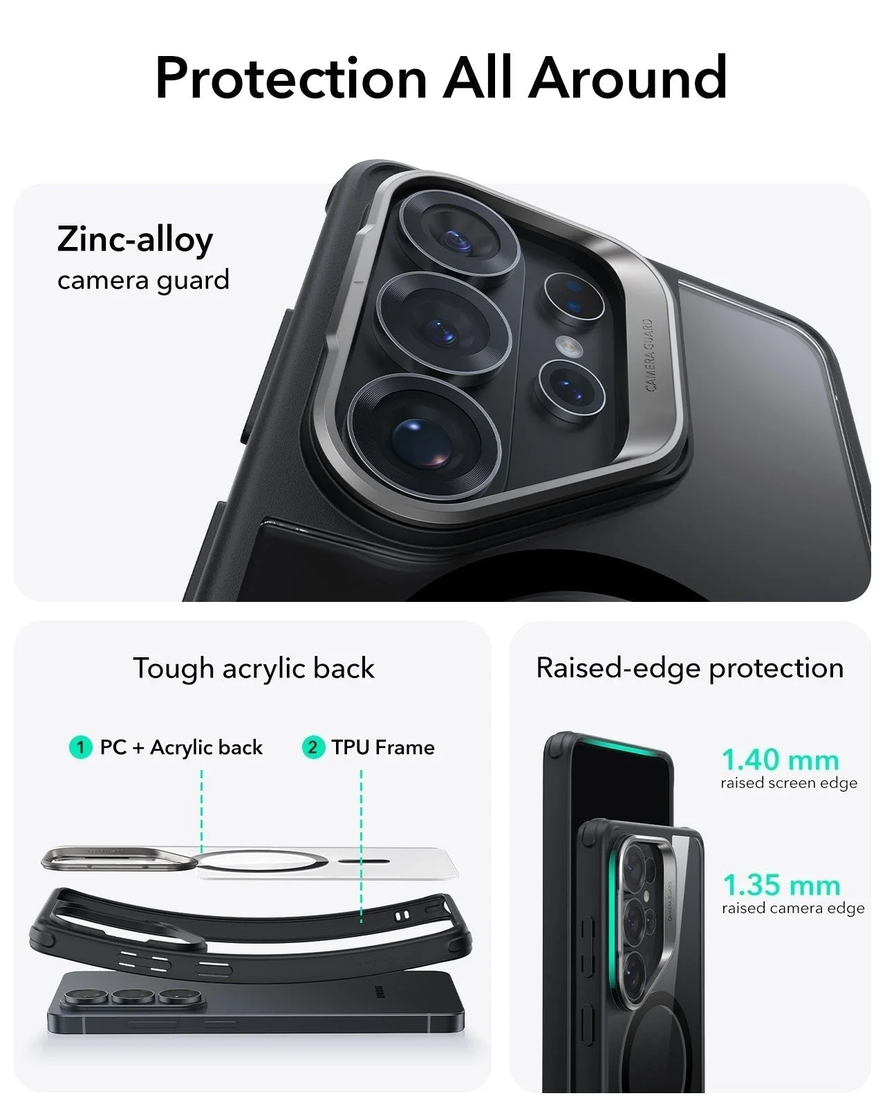 Galaxy S26 Ultra Classic Hybrid Magnetic Case (Stash Stand) - Clear Black - Image 4