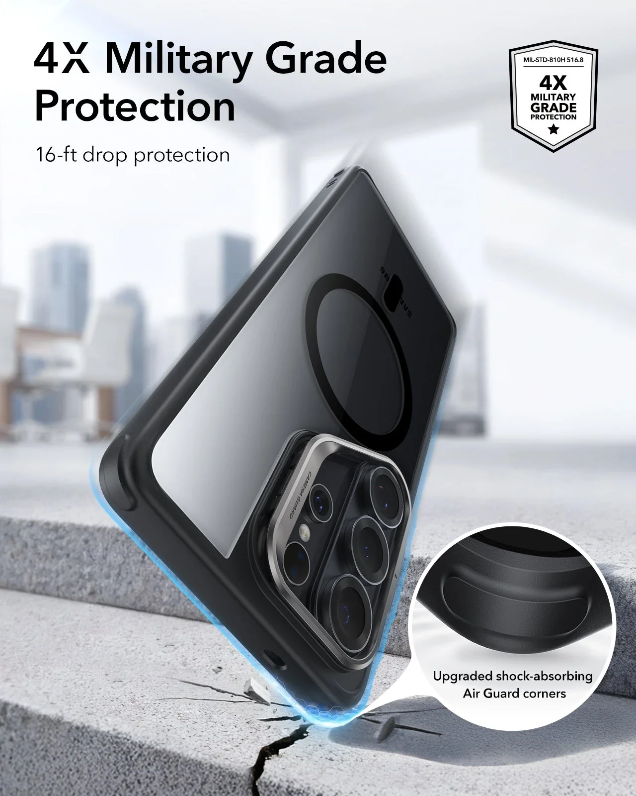 Galaxy S26 Ultra Classic Hybrid Magnetic Case (Stash Stand) - Clear Black - Image 3