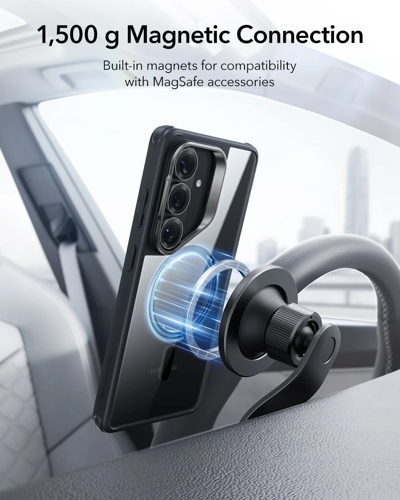 Galaxy S26 Plus Classic Hybrid Magnetic Case (Stash Stand) - Clear Black - Image 6