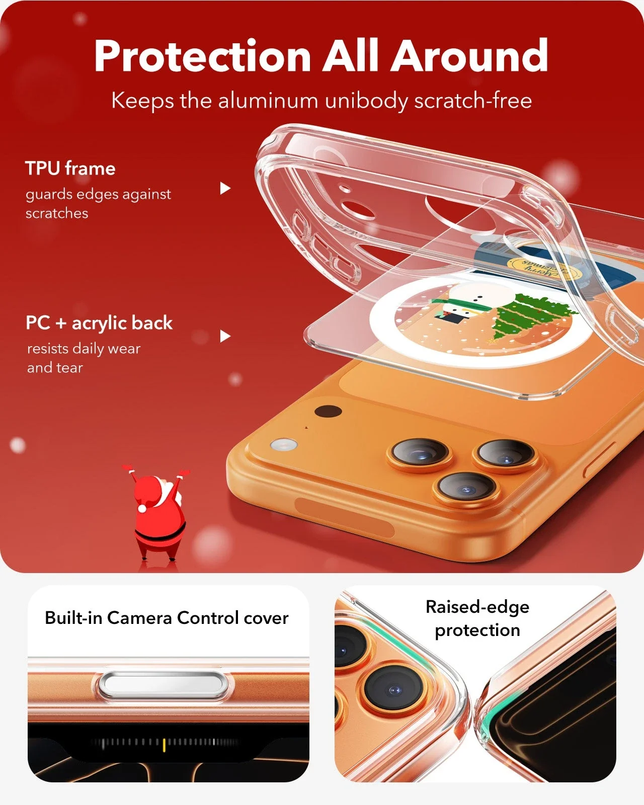 iPhone 17 Pro Max Classic Hybrid Magnetic Case (Camera Control) - Christmas Globe - Image 3