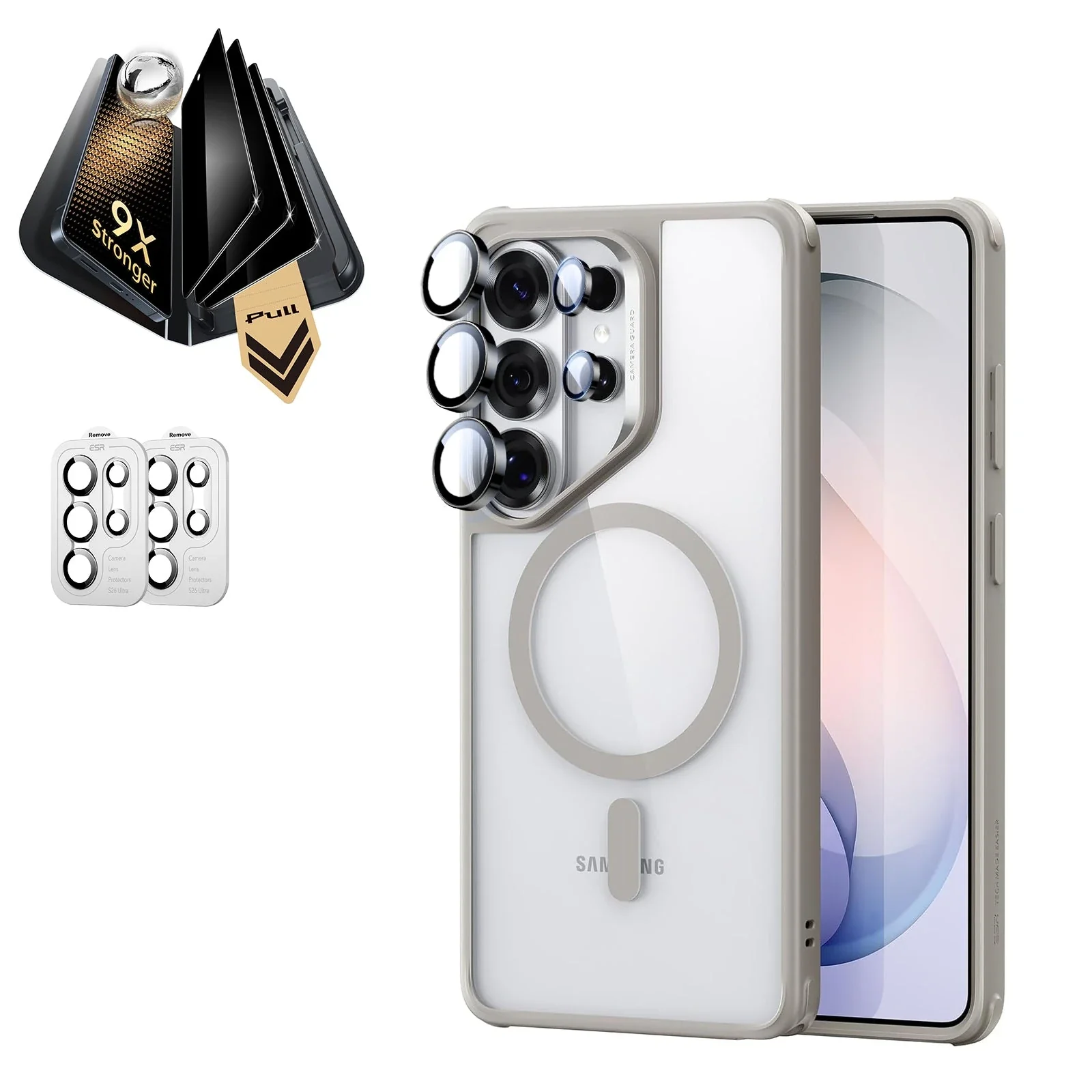 Galaxy S26 Ultra Bundle Classic Hybrid Magnetic Case and Armorite® Pro Privacy Screen Protector - Clear Grey