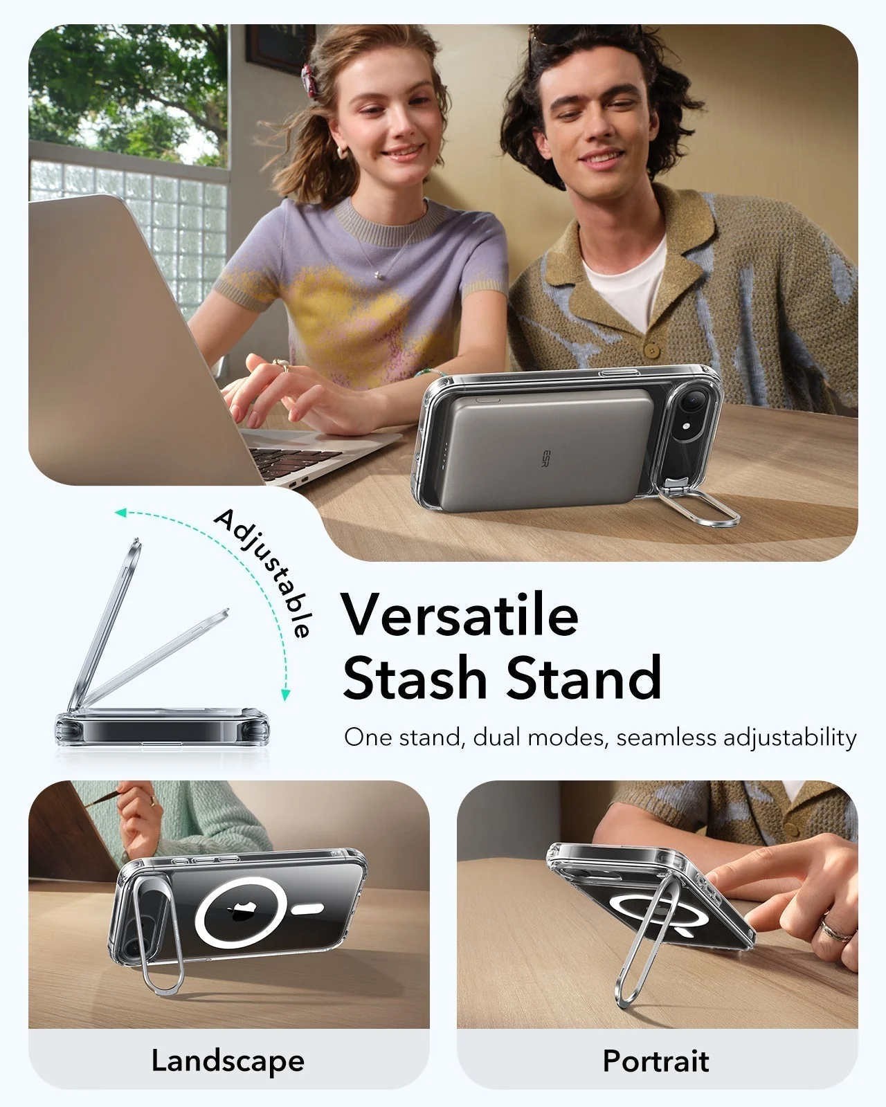 iPhone 17e Classic Hybrid Magnetic Case (Stash Stand) - Clear - Image 6