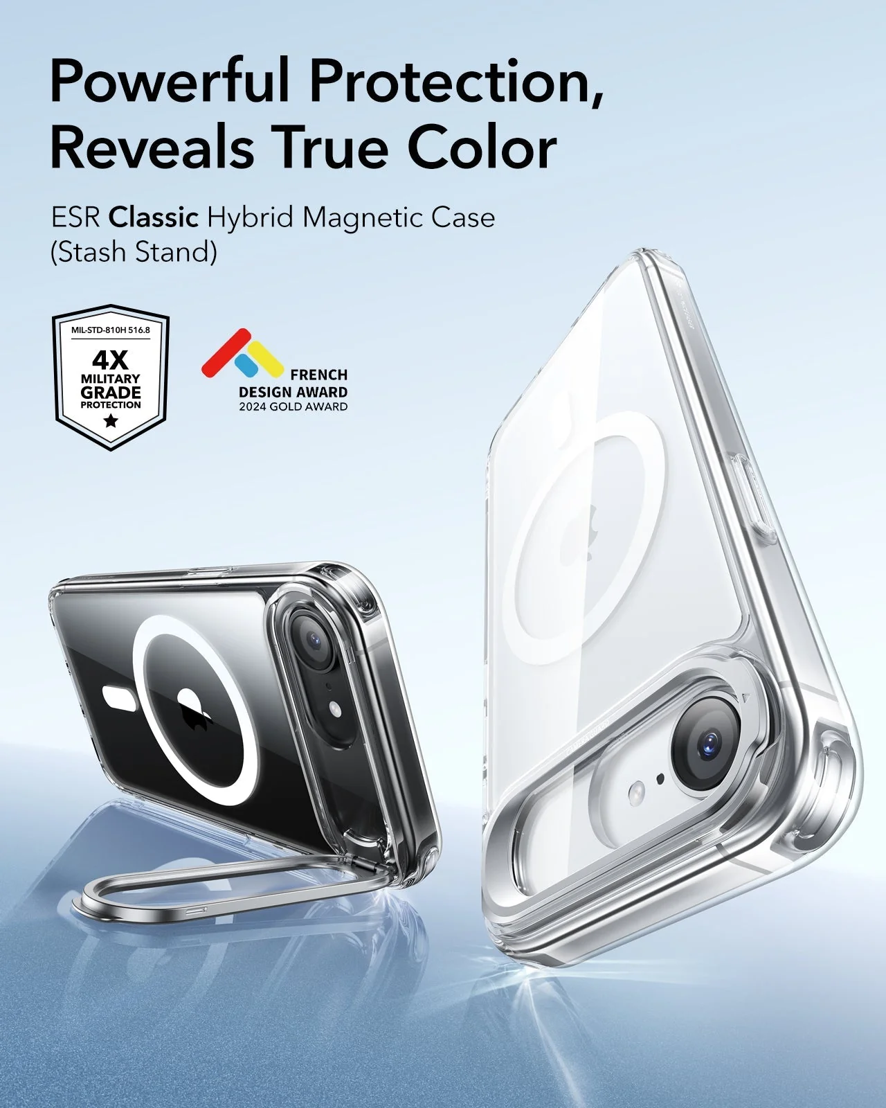 iPhone 17e Classic Hybrid Magnetic Case (Stash Stand) - Clear - Image 2
