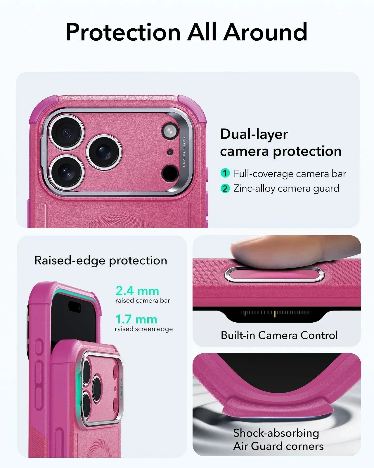 iPhone 17 Pro Max Cyber Tough Magnetic Case (Camera Control, Stash Stand) - Rosy Pink - Image 3