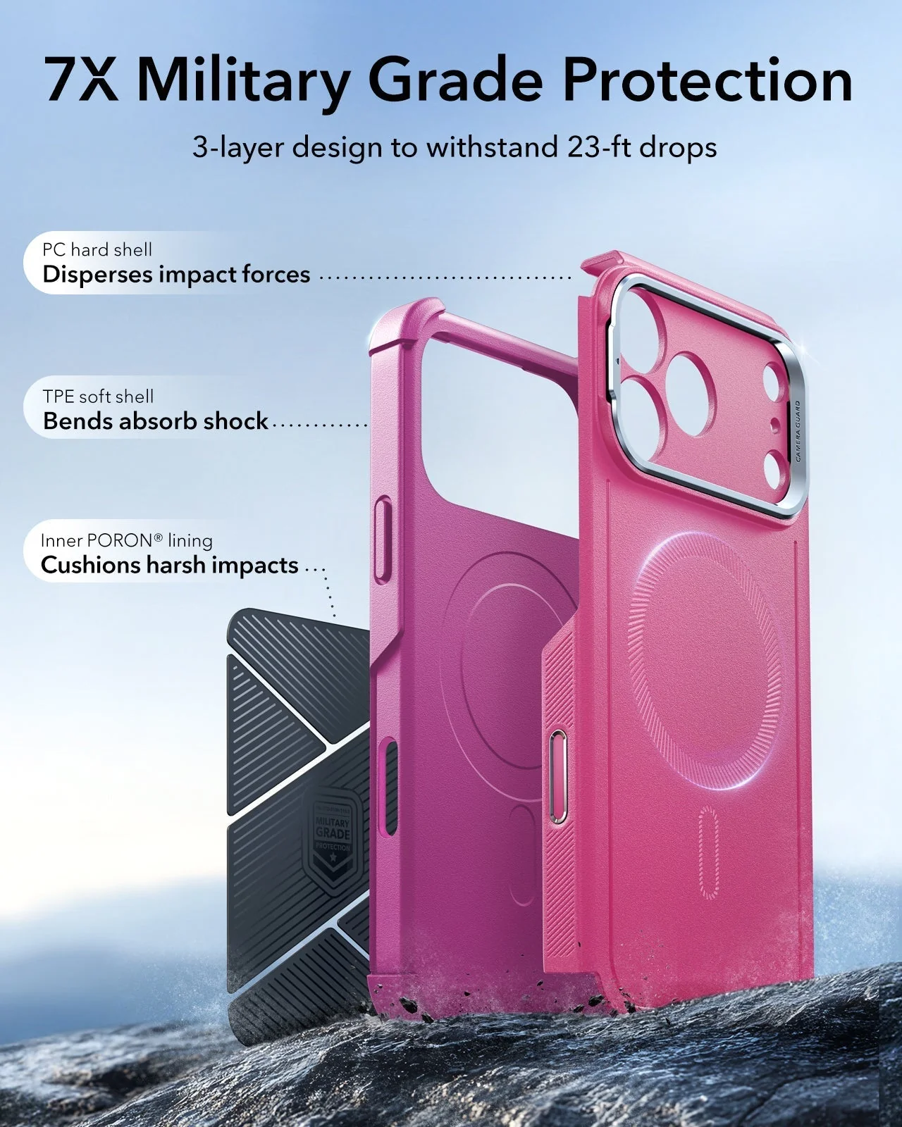iPhone 17 Pro Max Cyber Tough Magnetic Case (Camera Control, Stash Stand) - Rosy Pink - Image 4