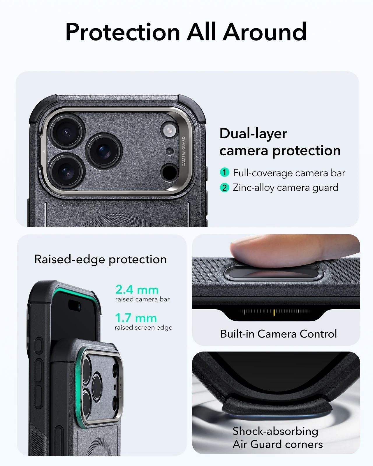iPhone 17 Pro Max Bundle Cyber Tough Magnetic Case (Camera Control, Stash Stand) and Armorite Privacy Screen Protector - Space Gray - Image 3