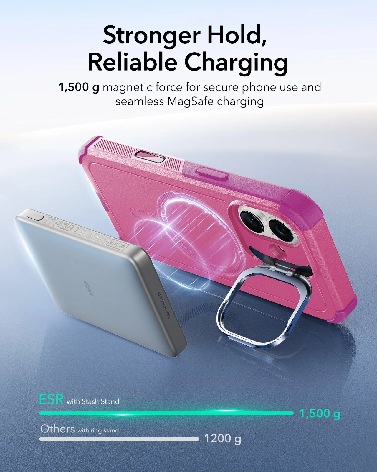 iPhone 17 Cyber Tough Magnetic Case (Camera Control, Stash Stand) - Rosy Pink - Image 6