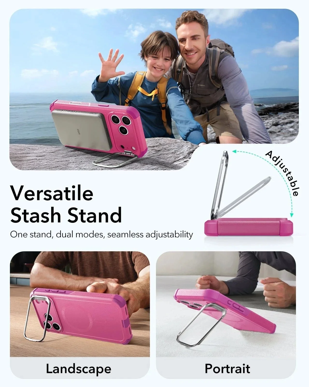iPhone 17 Pro Cyber Tough Magnetic Case (Camera Control, Stash Stand) - Rosy Pink - Image 5