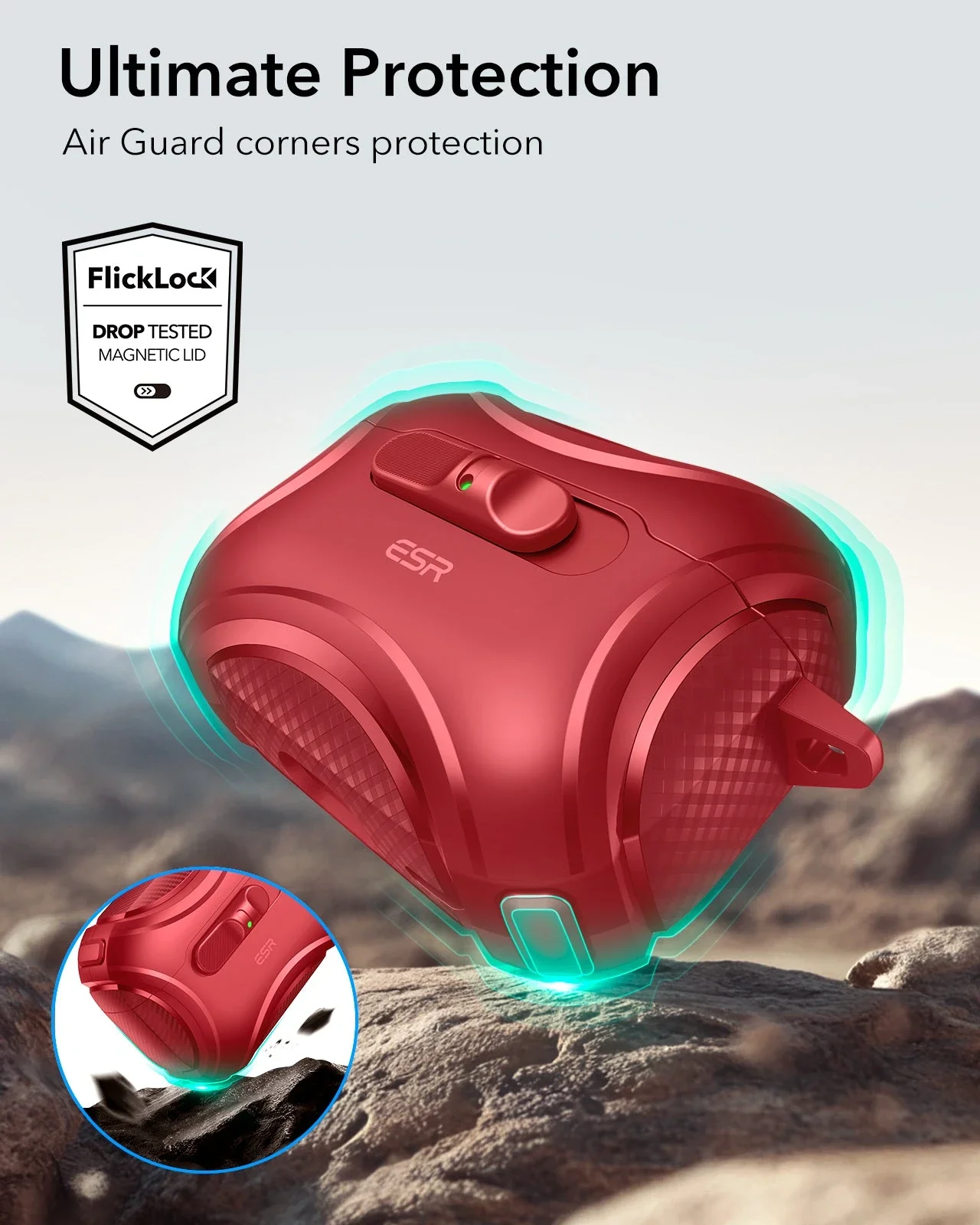 AirPods Pro 3 Cyber FlickLock Magnetic Case - Dark Red - Image 7