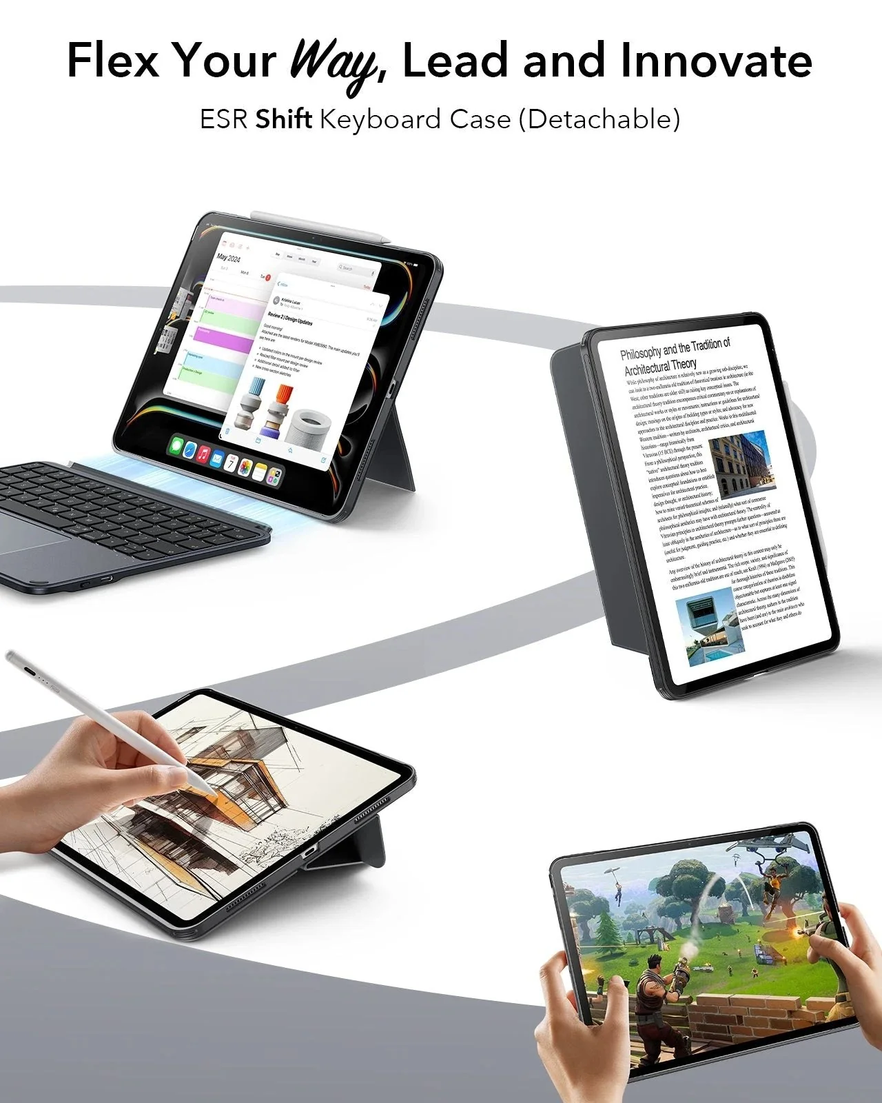 iPad Air 11″ (M3) 2025 Bundle: Shift Tastaturhülle & Armorite Displayschutz - DE Layout - Dark Gray - Image 3