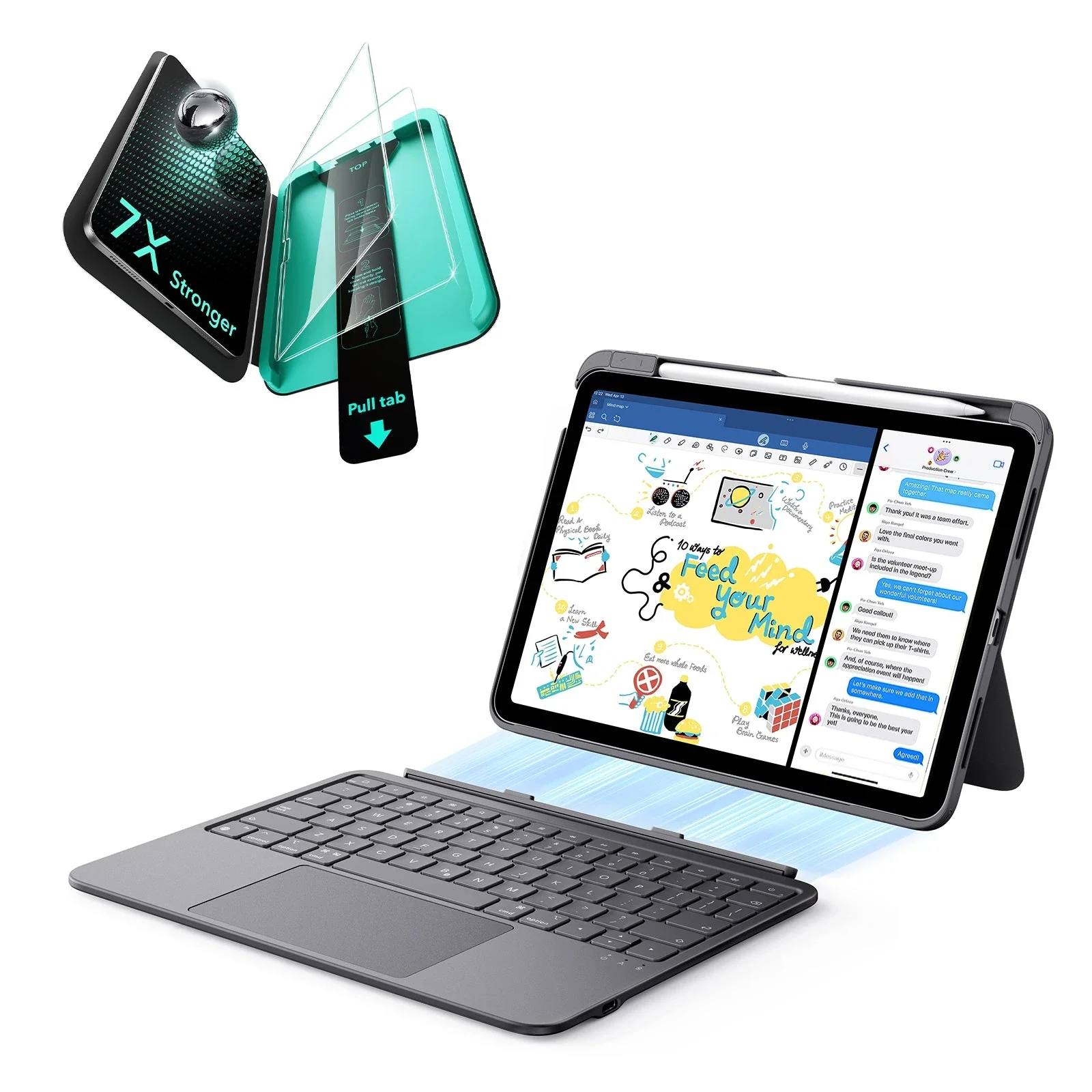 iPad Air 11" (M4, 2026) Flex Tastaturhülle (abnehmbar) & Schutzbundle- DE Layout -Dark Gray