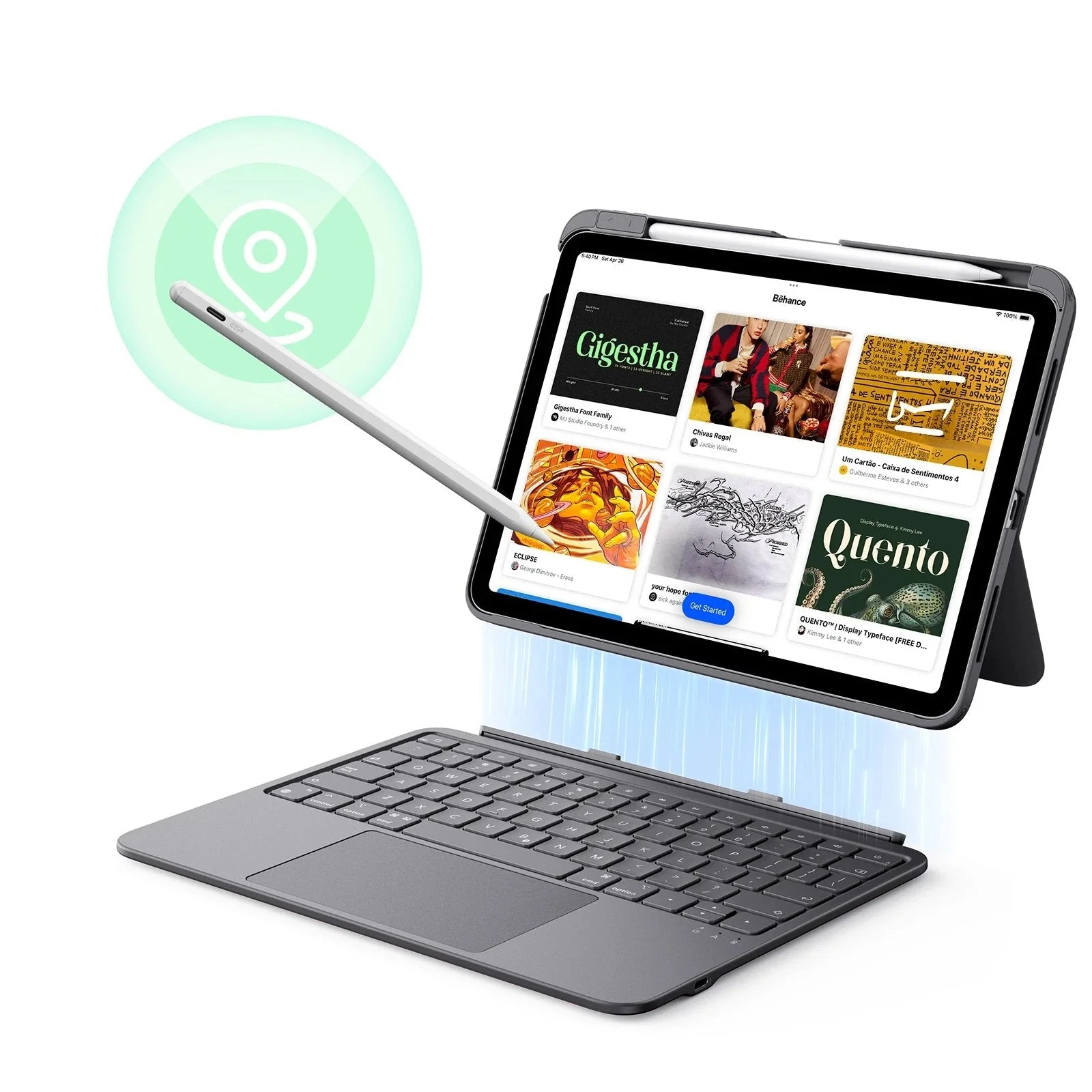 iPad 11" (A16) 2025 Flex-Tastaturhülle (abnehmbar) Pencil Bundle - DE Layout-Dark Gray