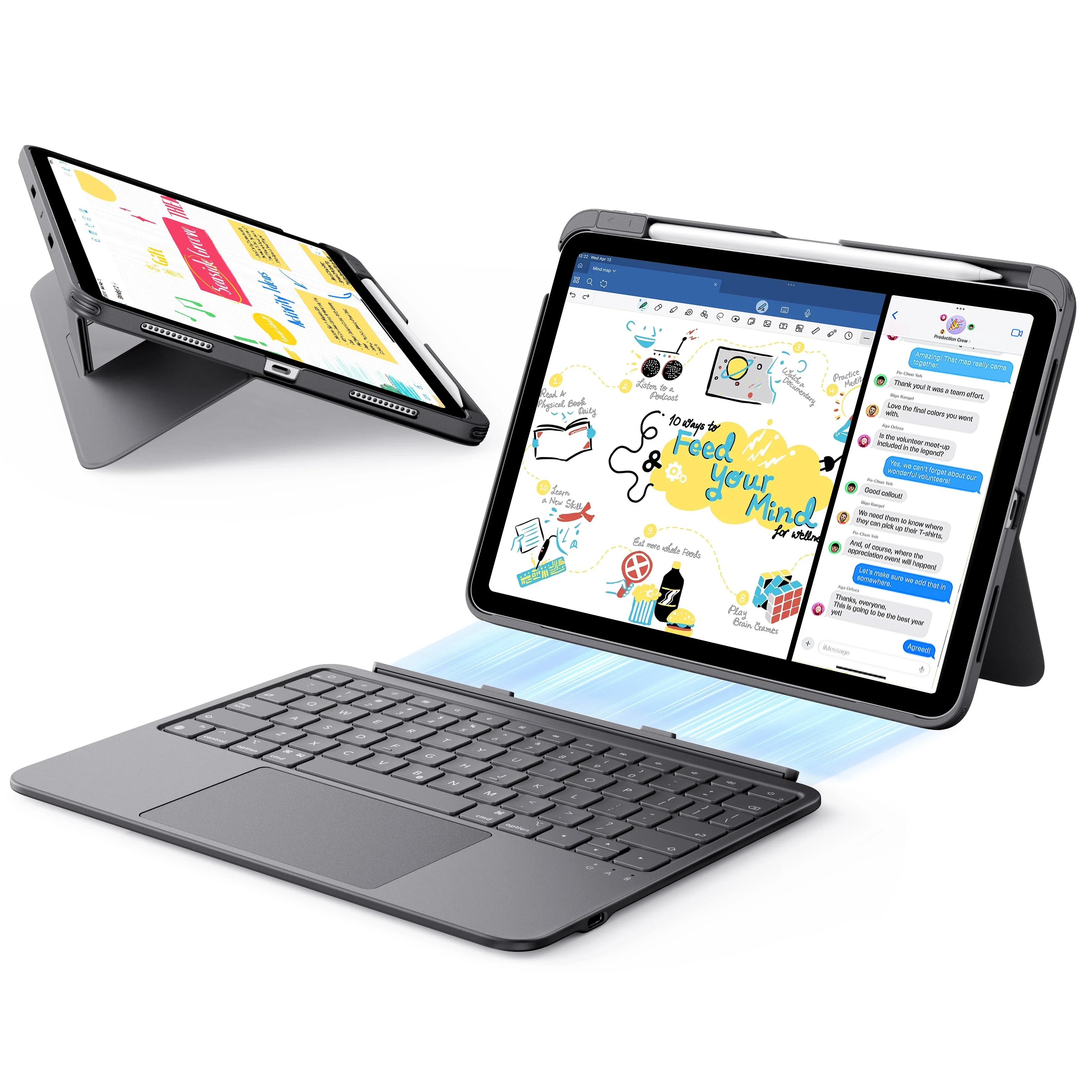 iPad Air 11" (M4) 2026 Flex Keyboard Case (Detachable)- US Layout-Dark Gray