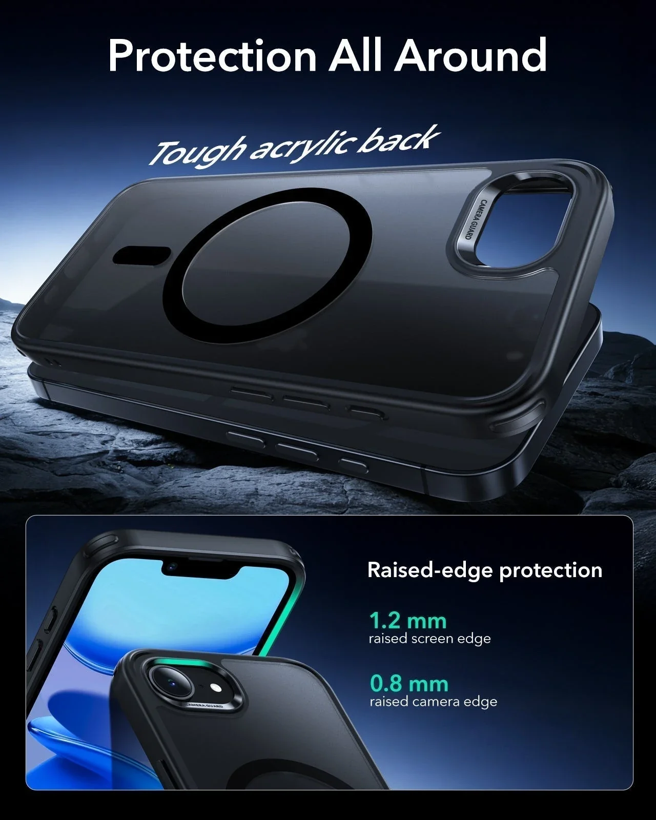 iPhone 17e Classic Hybrid Magnetic Case - Frosted Black - Image 3