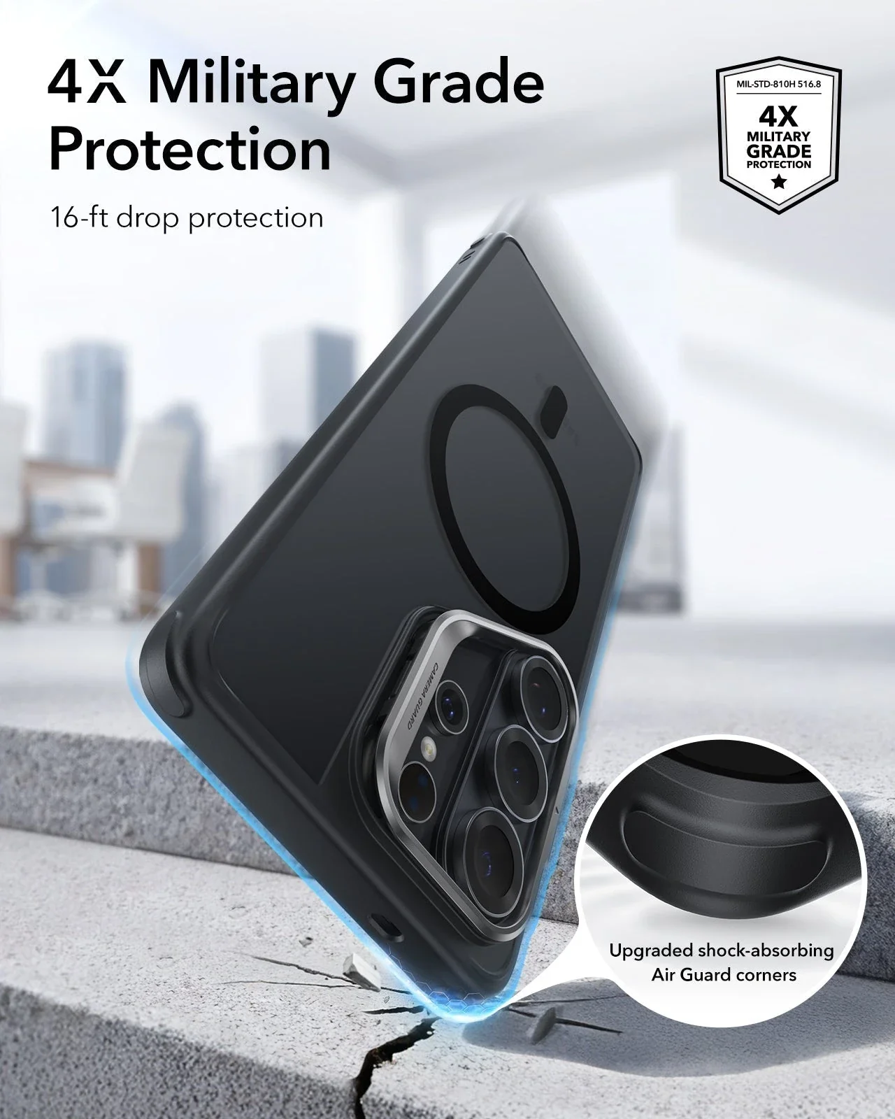 Galaxy S26 Ultra Classic Hybrid Magnetic Case (Stash Stand) - Frosted Black - Image 3