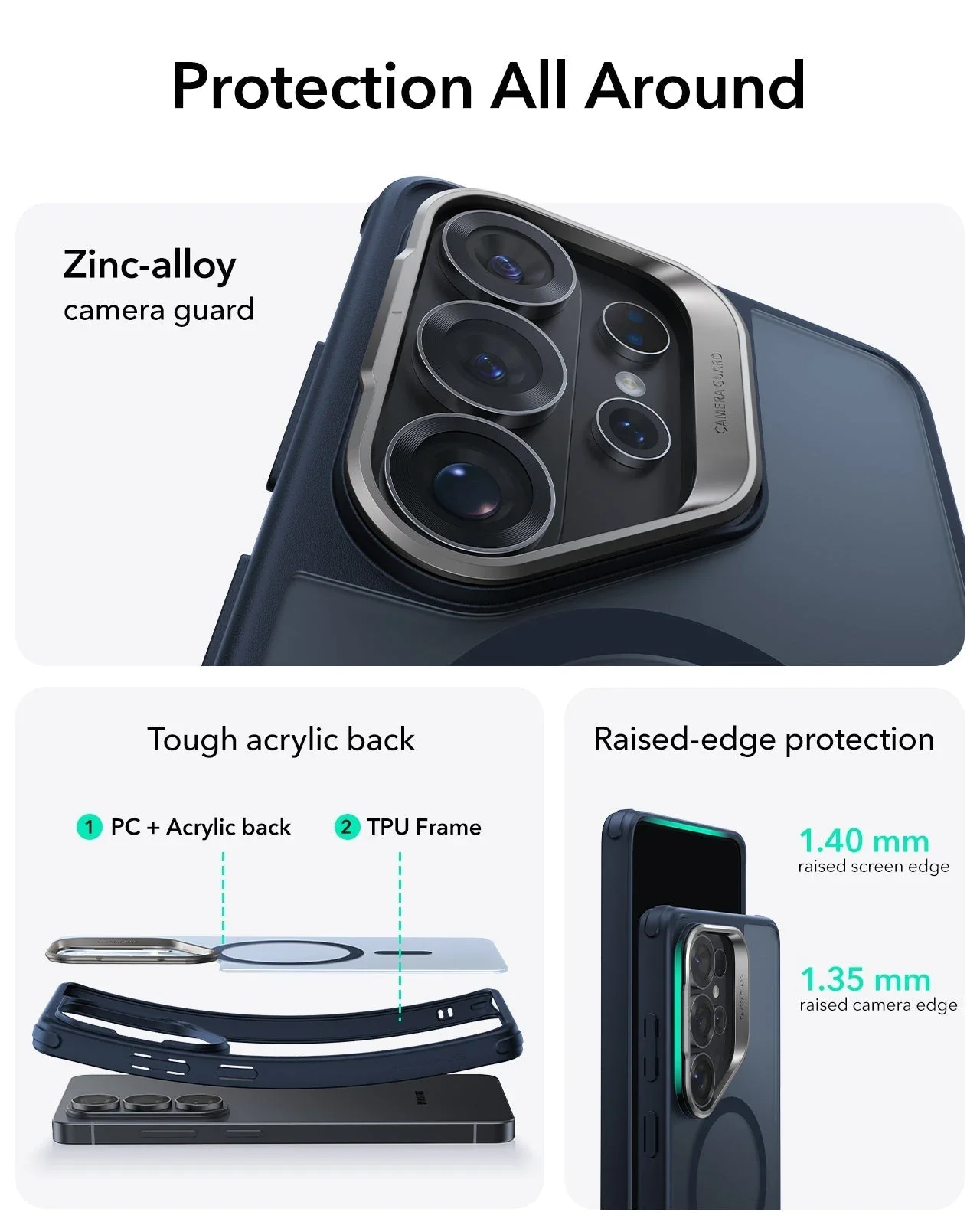 Galaxy S26 Ultra Bundle Classic Hybrid Magnetic Case (Stash Stand) and Armorite® Privacy Screen Protector - Frosted Blue - Image 3