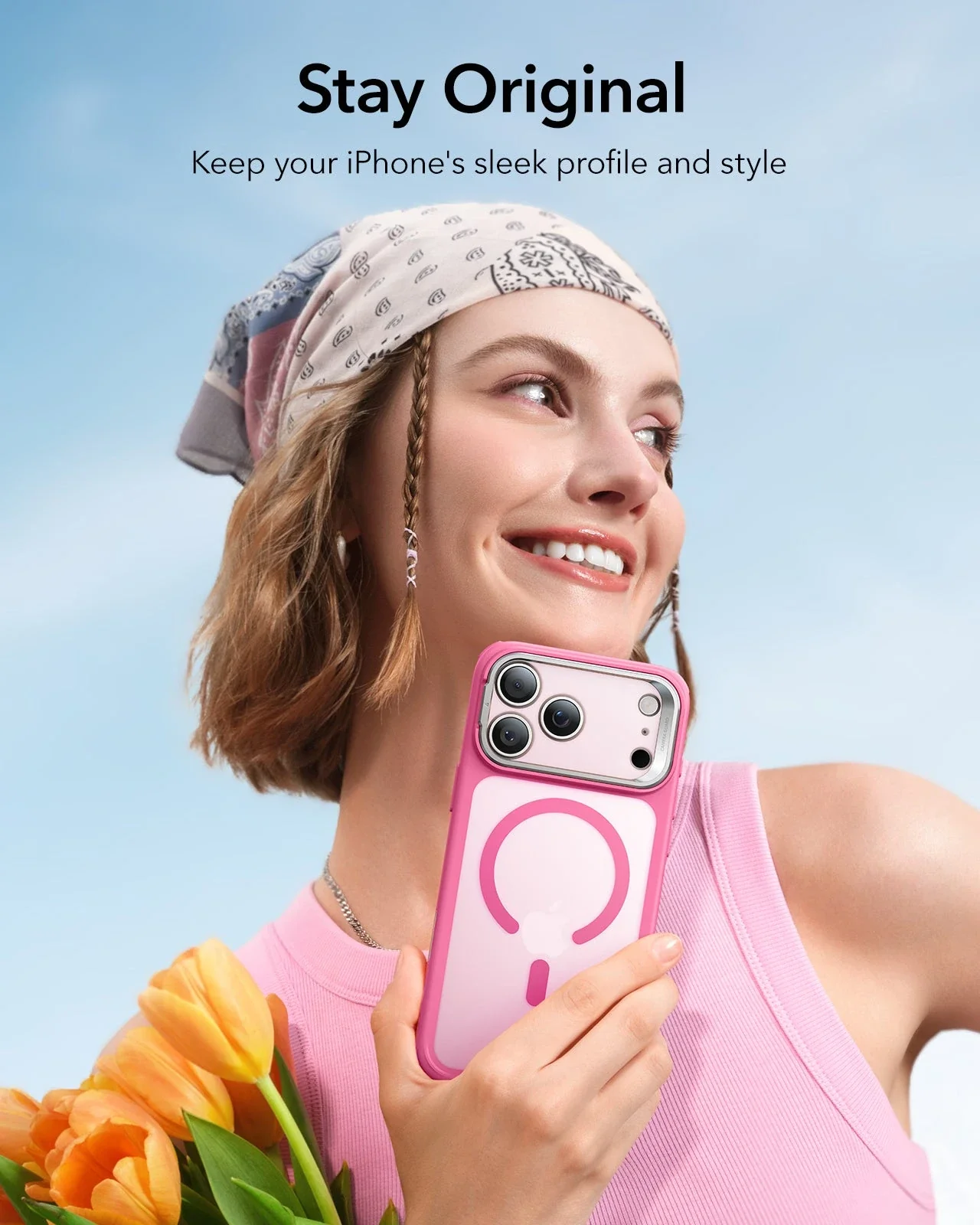 iPhone 17 Pro Max Classic Hybrid Magnetic Case (Camera Control, Stash Stand) - Frosted Pink - Image 8