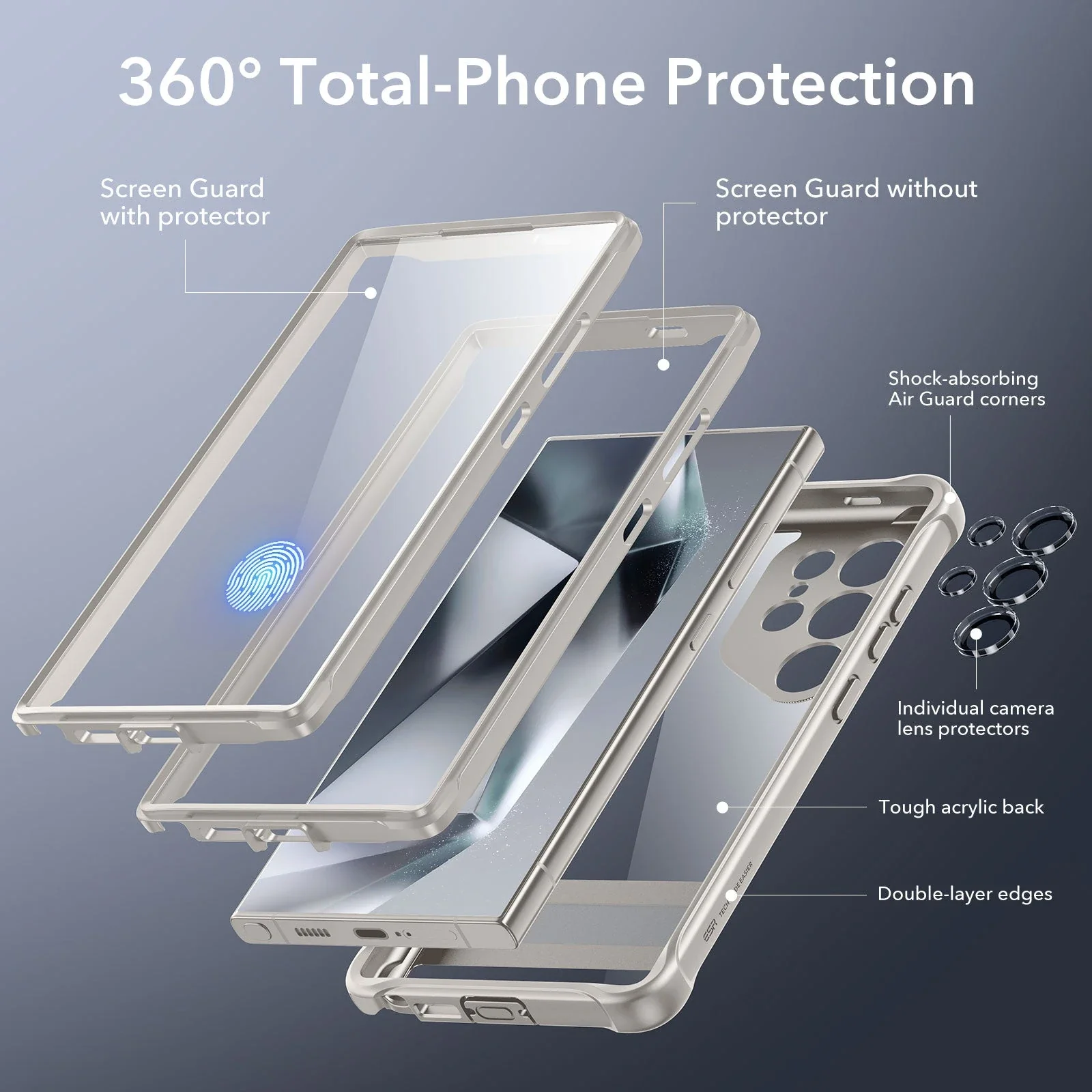 Galaxy S24 Ultra Armor Kickstand Case - Clear Grey - Image 3