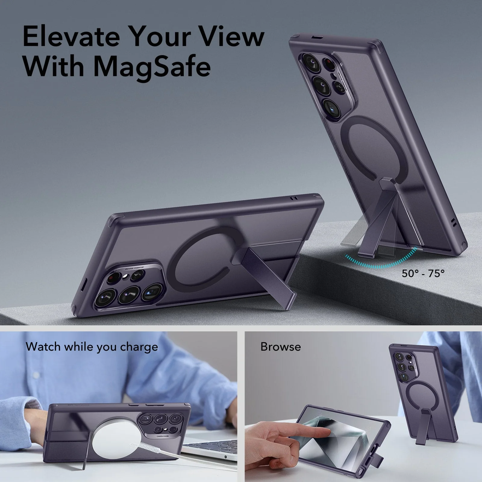 Galaxy S24 Ultra Boost Flickstand Case (HaloLock) - Frosted Purple - Image 2