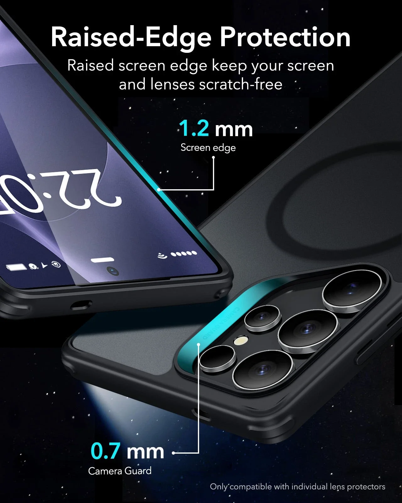 Galaxy S25 Ultra HaloLock Classic Hybrid Case Protection Bundle - Clear Black - Image 4