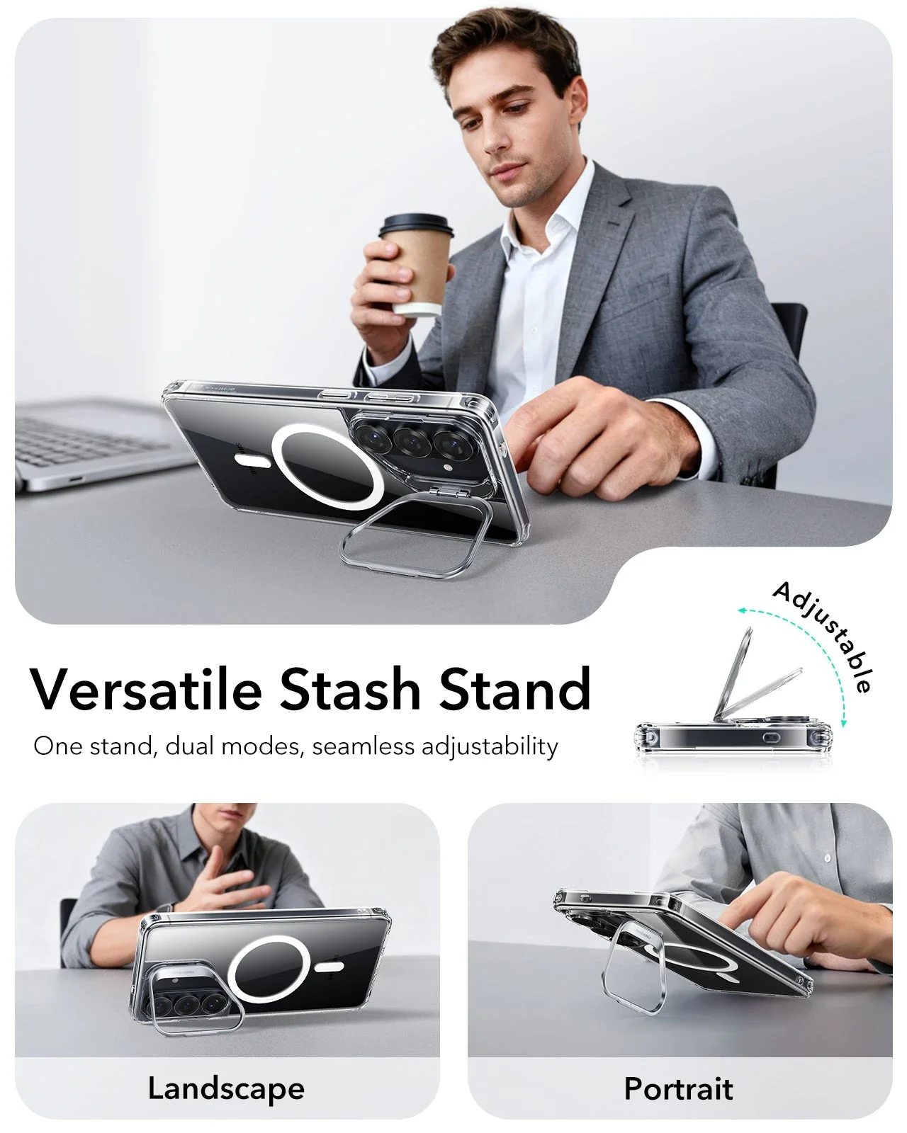 Galaxy S26 Classic Hybrid Magnetic Case (Stash Stand) - Clear - Image 6