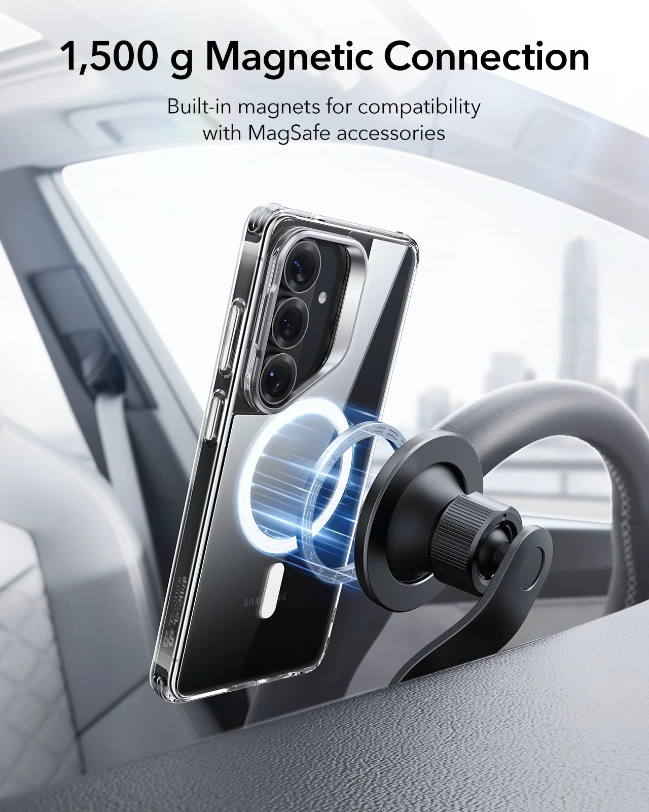 Galaxy S26 Classic Hybrid Magnetic Case (Stash Stand) - Clear - Image 7