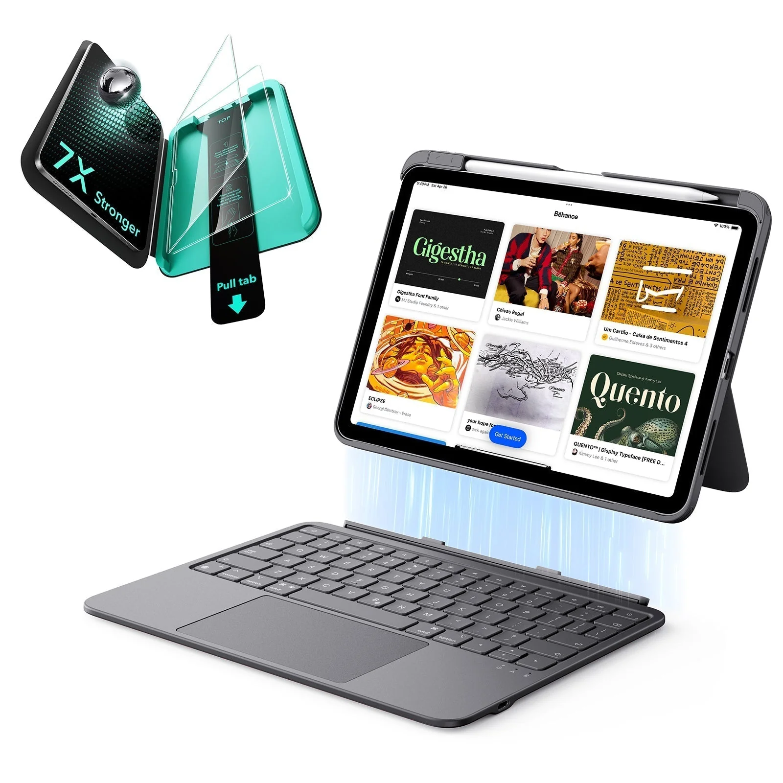 iPad Air 10,9" (5./4. Gen) Flex-Tastaturhülle (abnehmbar) Schutzbundle - DE Layout -Dark Gray