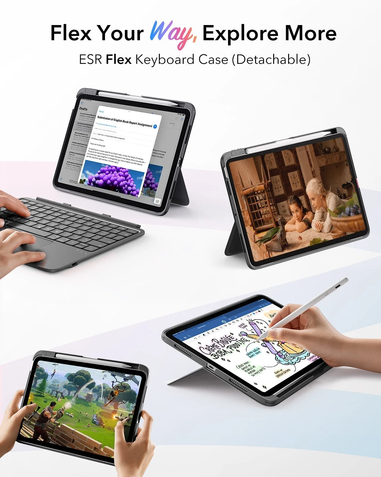 iPad 11" (A16) 2025 Flex-Tastaturhülle (abnehmbar) Pencil Bundle - DE Layout-Dark Gray - Image 5