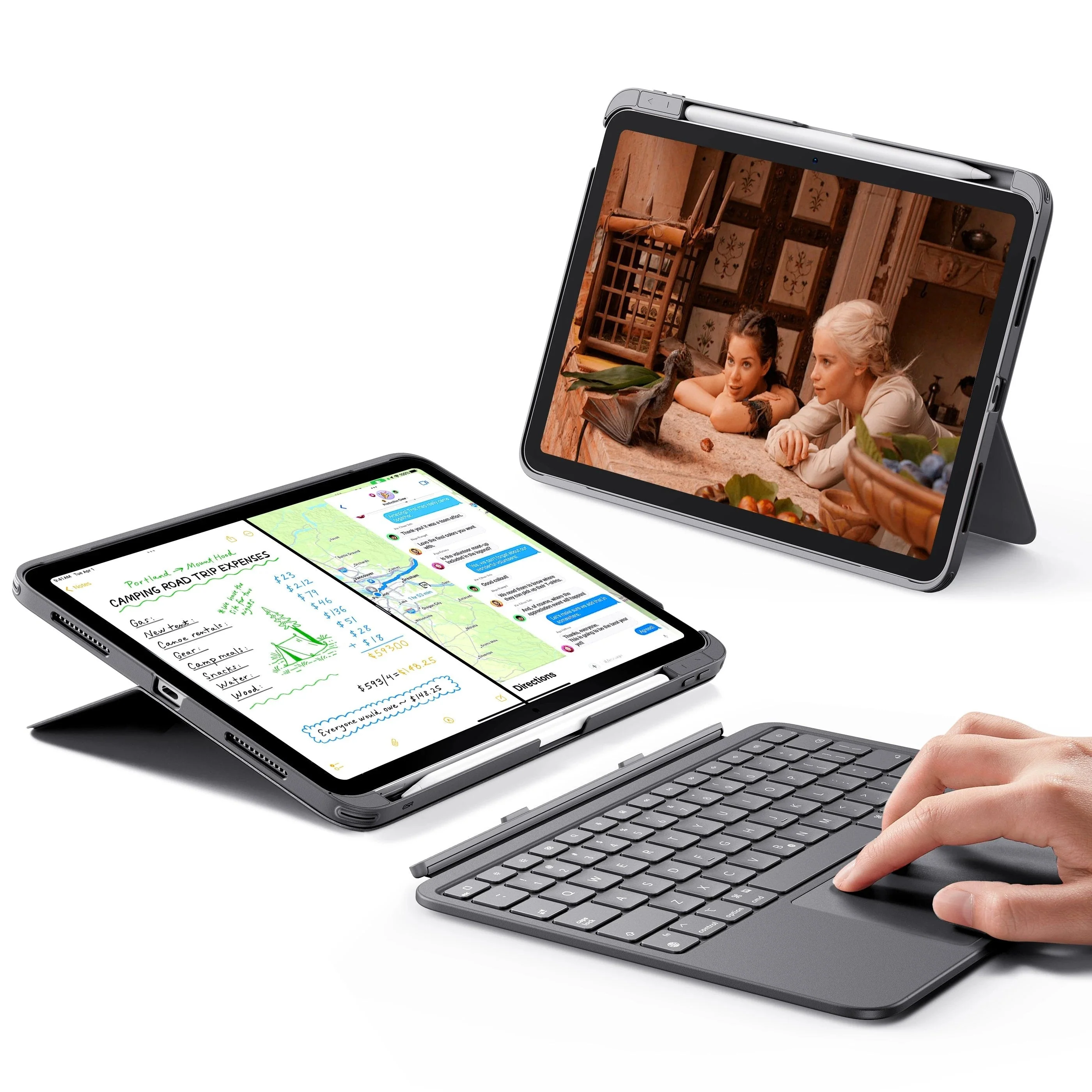 iPad Air 10,9" (5./4. Gen) Flexible Tastaturhülle (abnehmbar) - DE Layout -Dark Gray