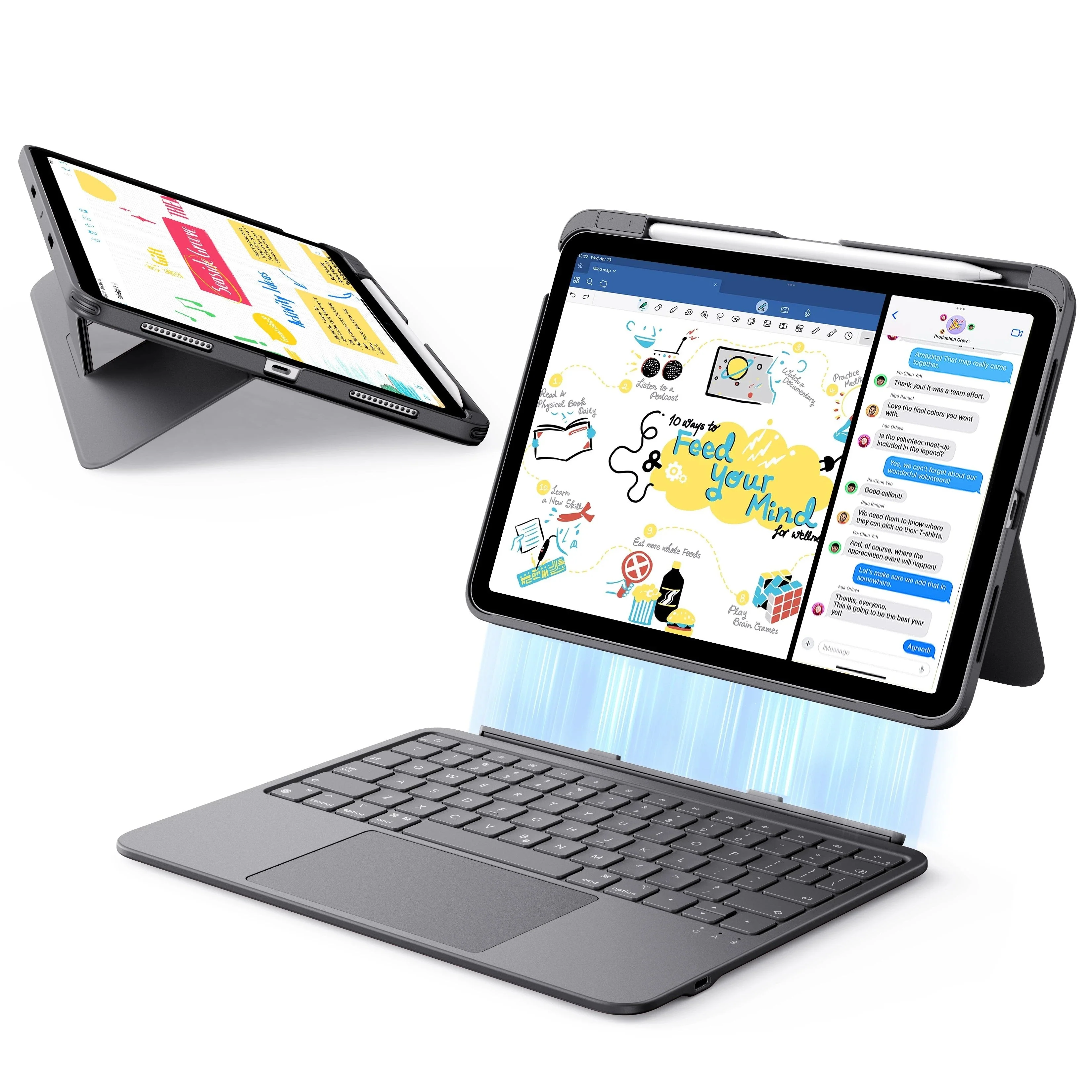 iPad Air 10,9" (5./4. Gen) Flexible Tastaturhülle (abnehmbar) - DE Layout -Dark Gray - Image 2
