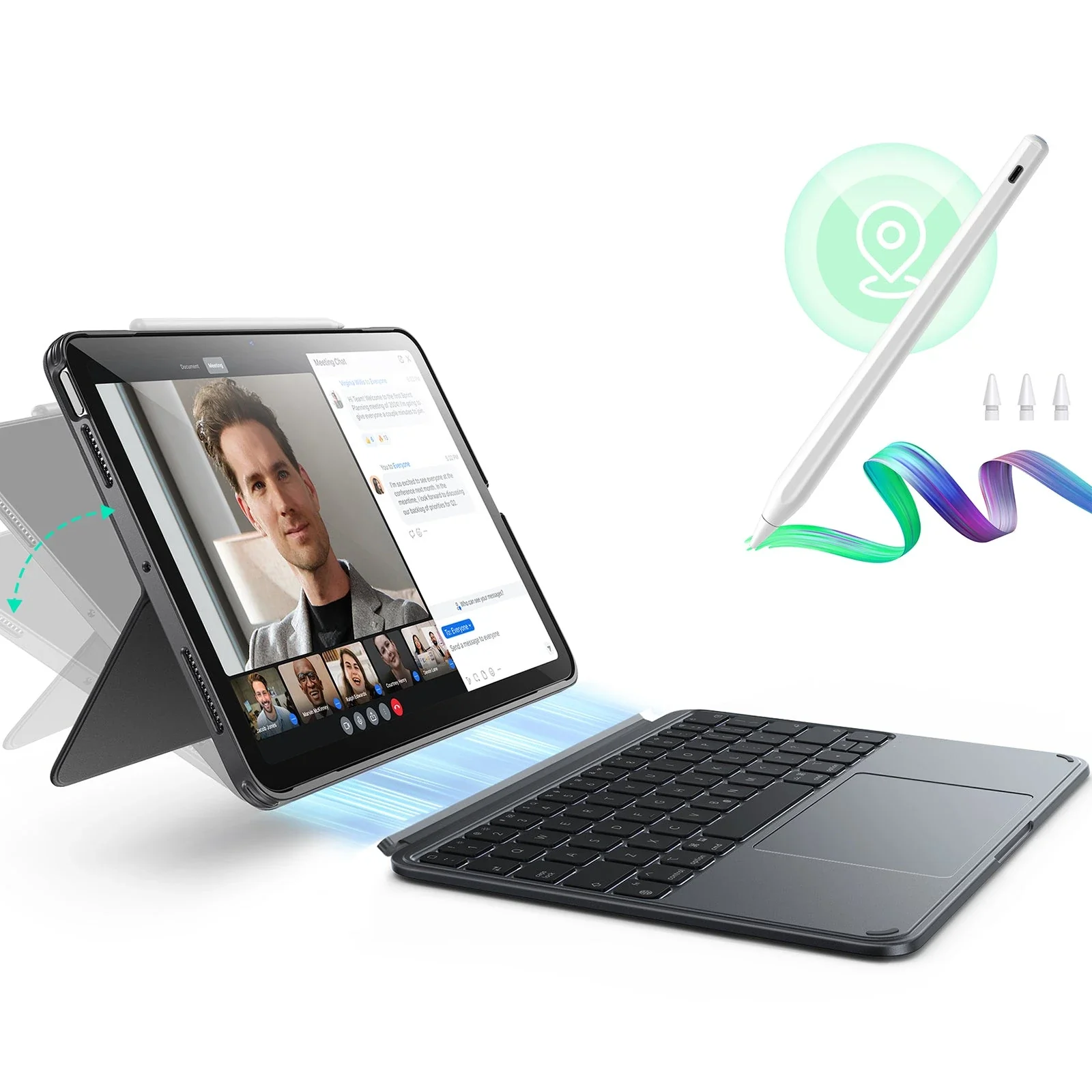 iPad Air 11" (M4, 2026) Shift Tastaturhülle (abnehmbar) mit Geo Digital Pencil Bundle - DE Layout - Dark Gray