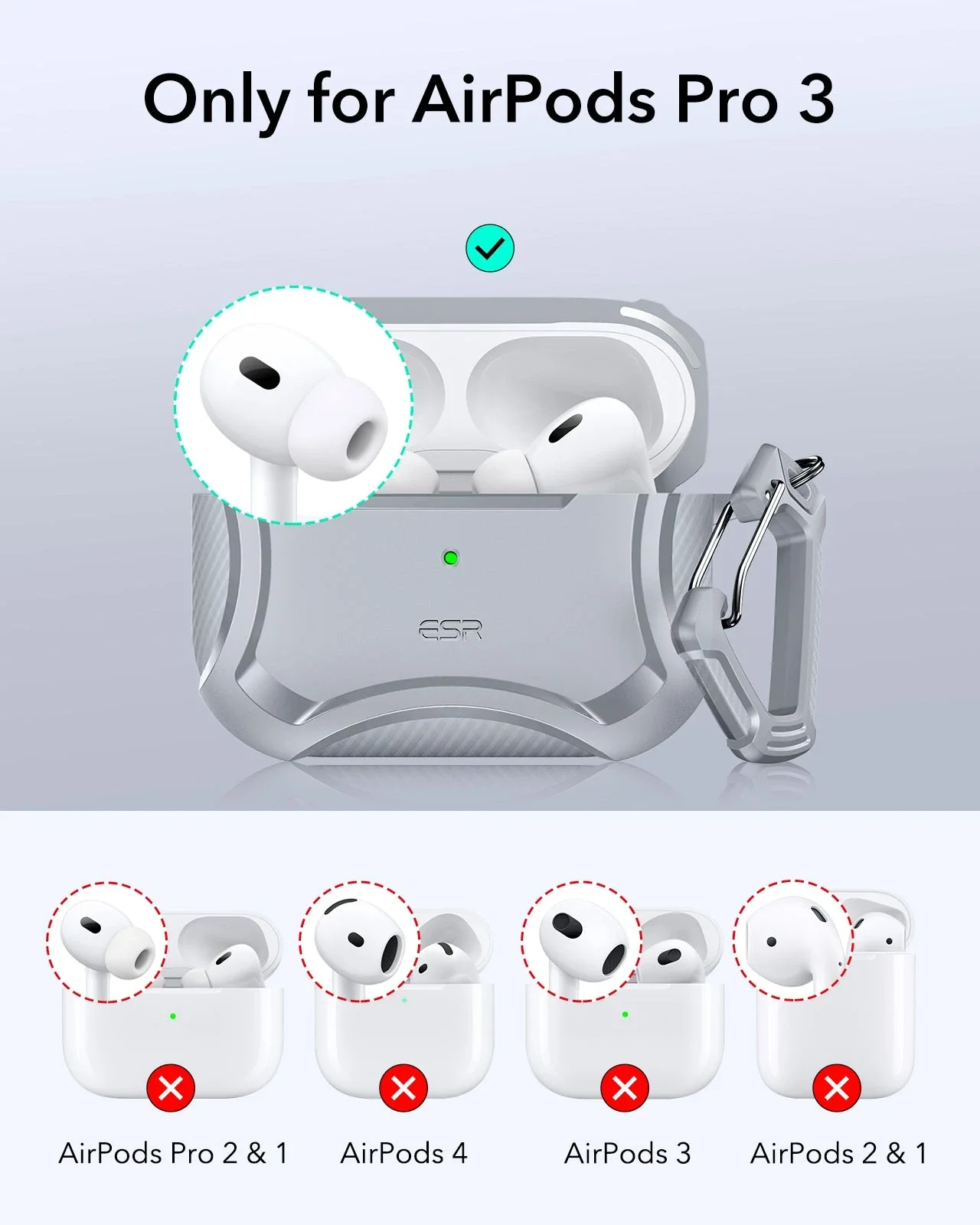 AirPods Pro 3 Cyber Tough Magnetic Case - Gray - Image 2