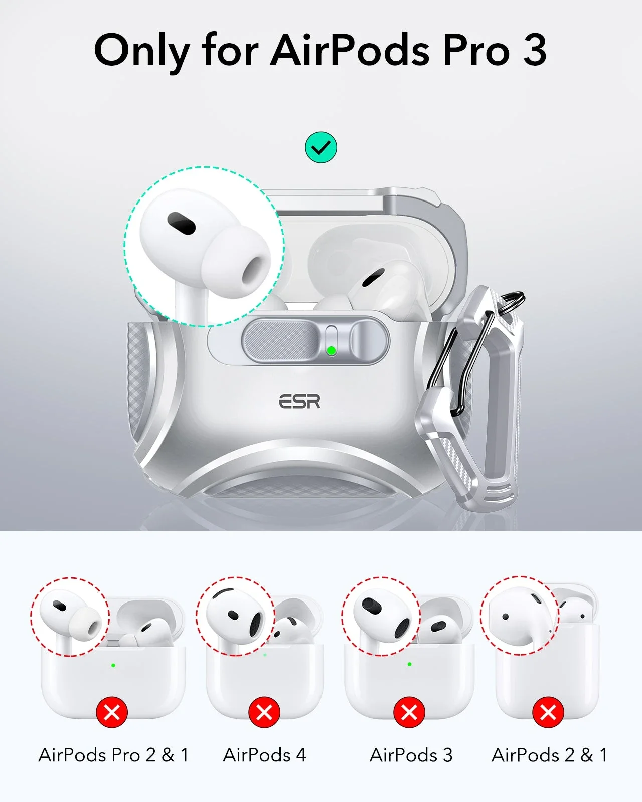 AirPods Pro 3 Cyber FlickLock Magnetic Case - Gray - Image 2
