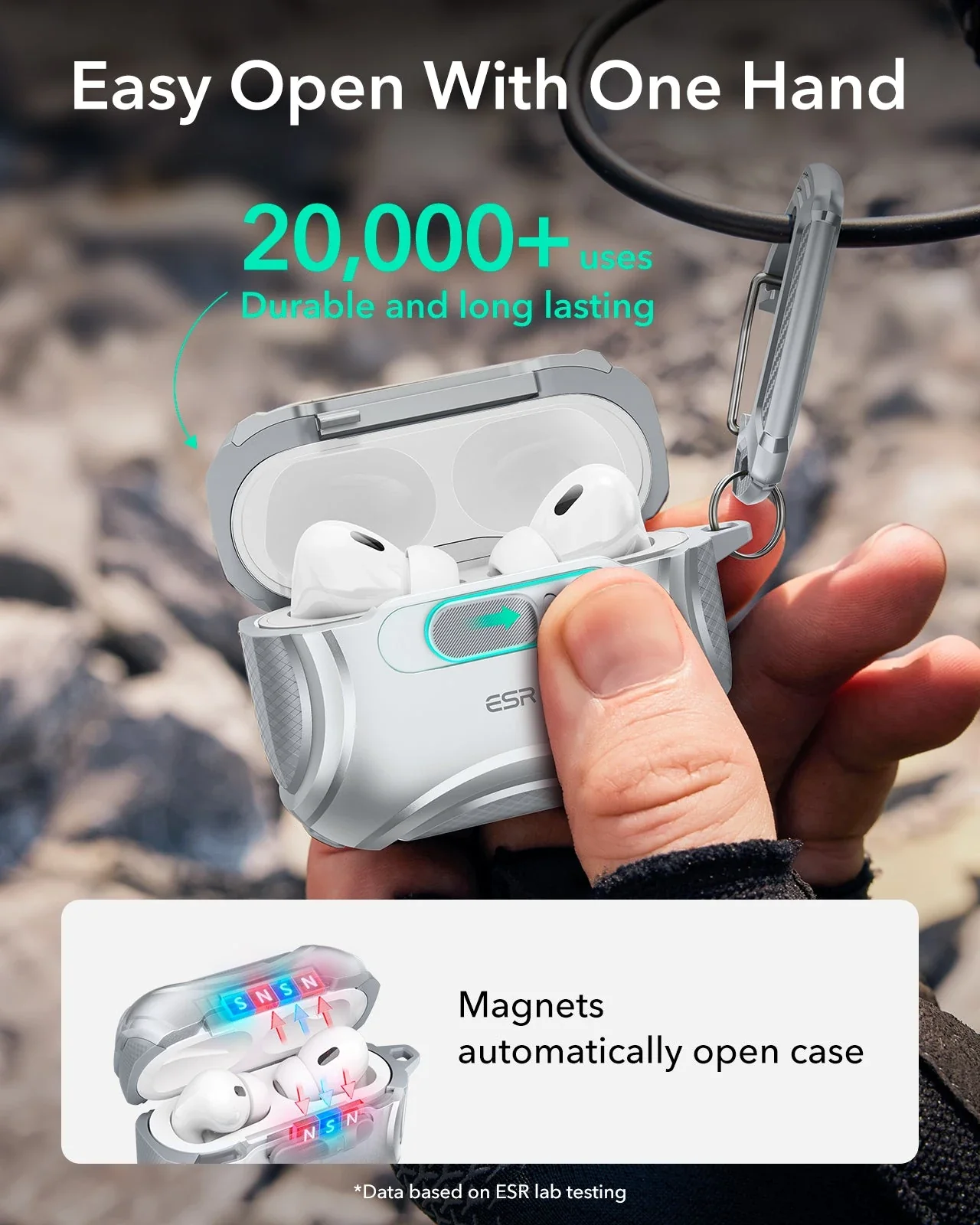 AirPods Pro 3 Cyber FlickLock Magnetic Case - Gray - Image 5