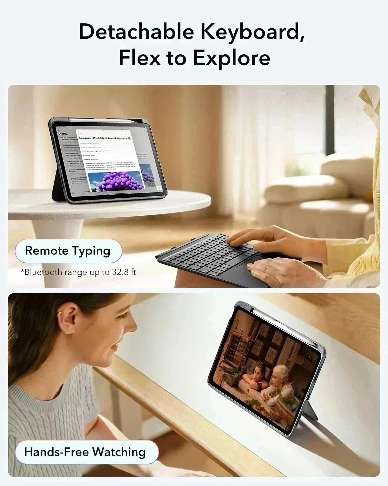 iPad Air 11" (2024) Flex Keyboard Case (Detachable) Protection Bundle- UK Layout-Dark Gray - Image 5