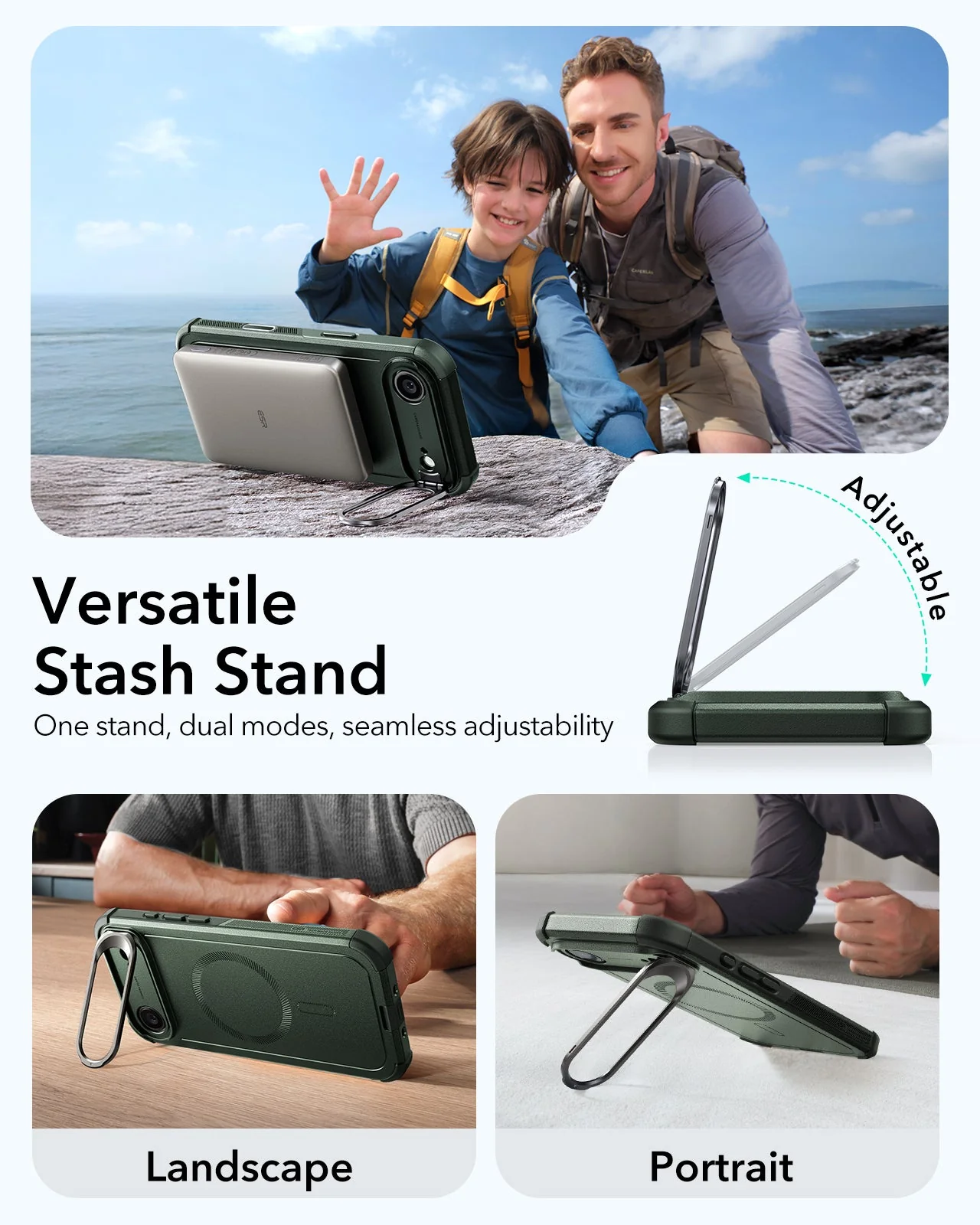 iPhone Air Cyber Tough Magnetic Case (Camera Control, Stash Stand) - Olive Green - Image 5