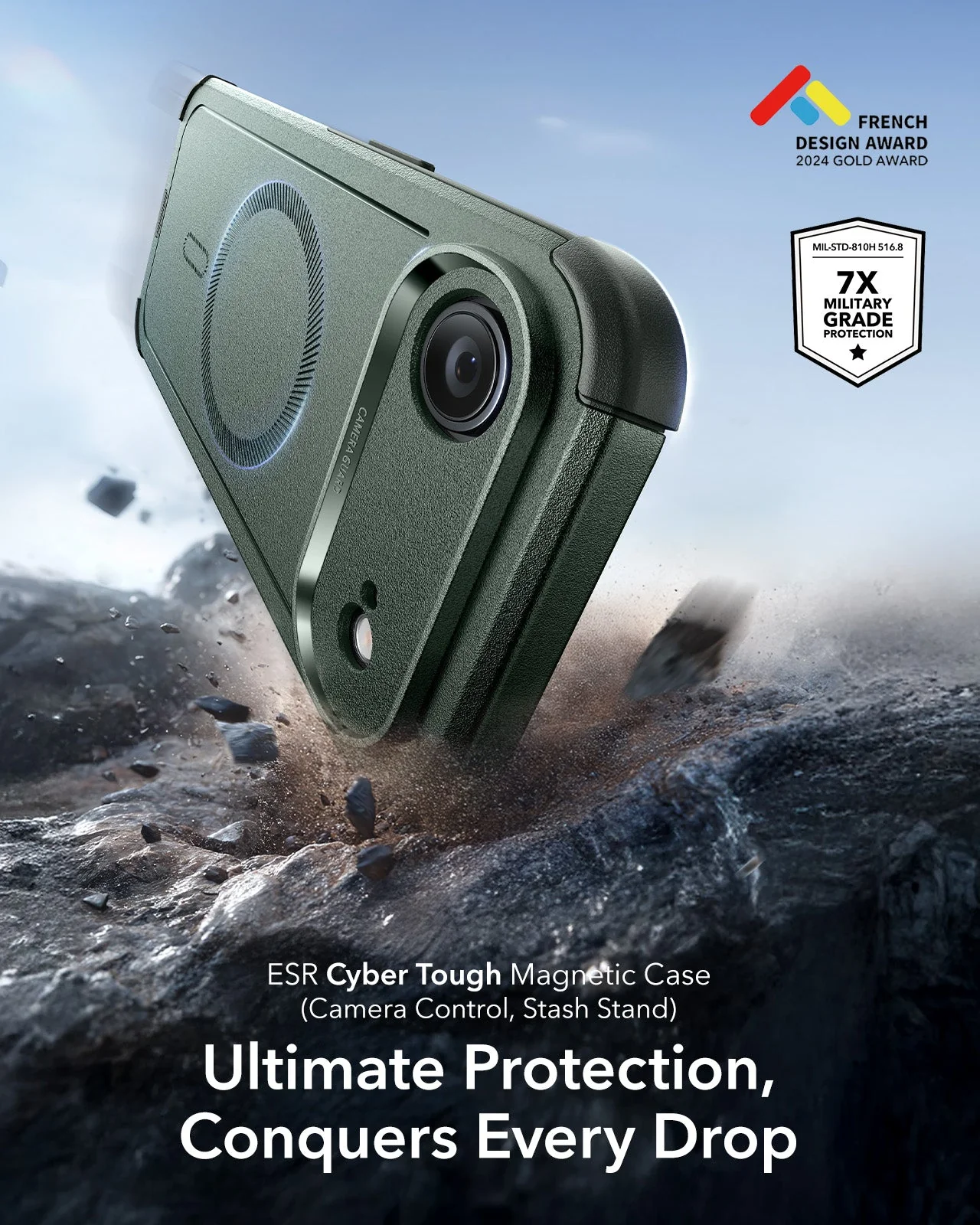 iPhone Air Cyber Tough Magnetic Case (Camera Control) - Olive Green - Image 2