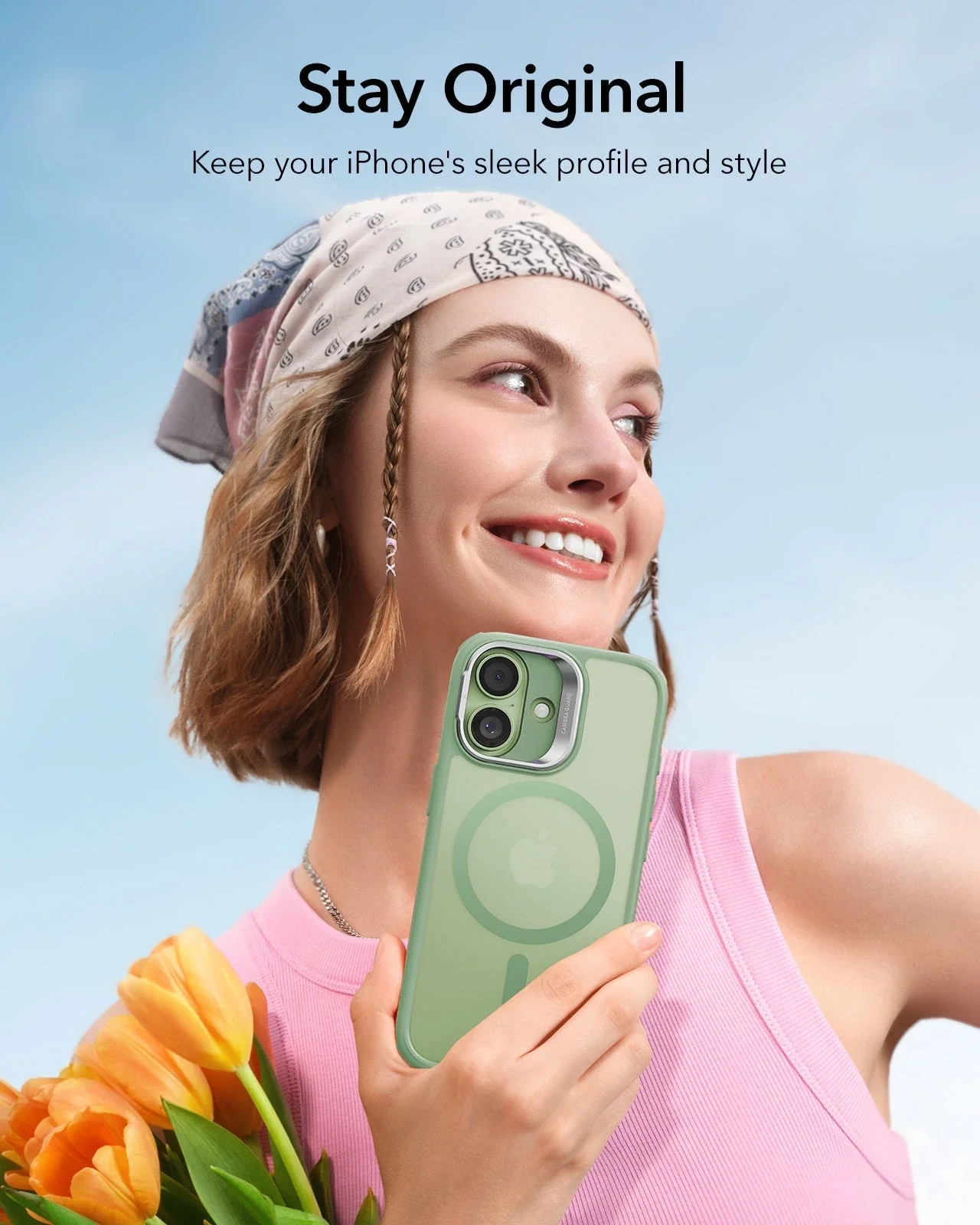 iPhone 17 Classic Hybrid Magnetic Case (Camera Control, Stash Stand) - Frosted Light Green - Image 9