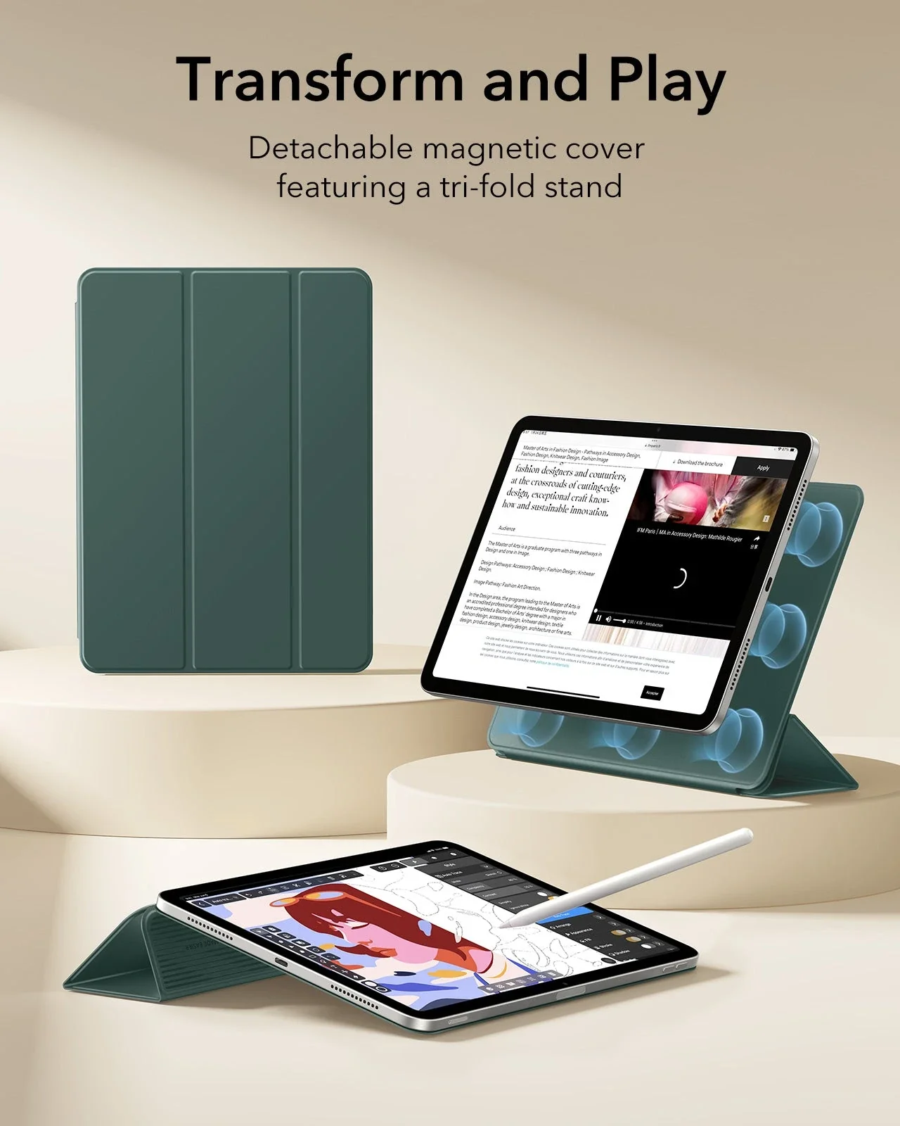 iPad 11" (A18) 2026 Rebound Magnetic Case - Green - Image 3