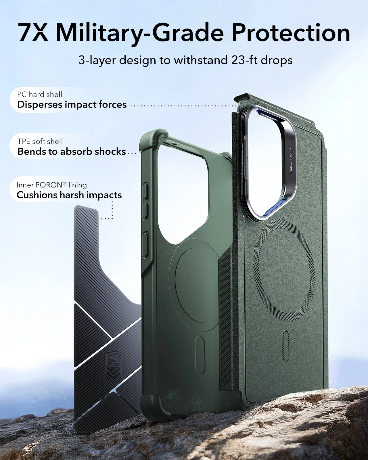 Galaxy S26 Cyber Tough Magnetic Case (Stash Stand) - Olive Green - Image 3
