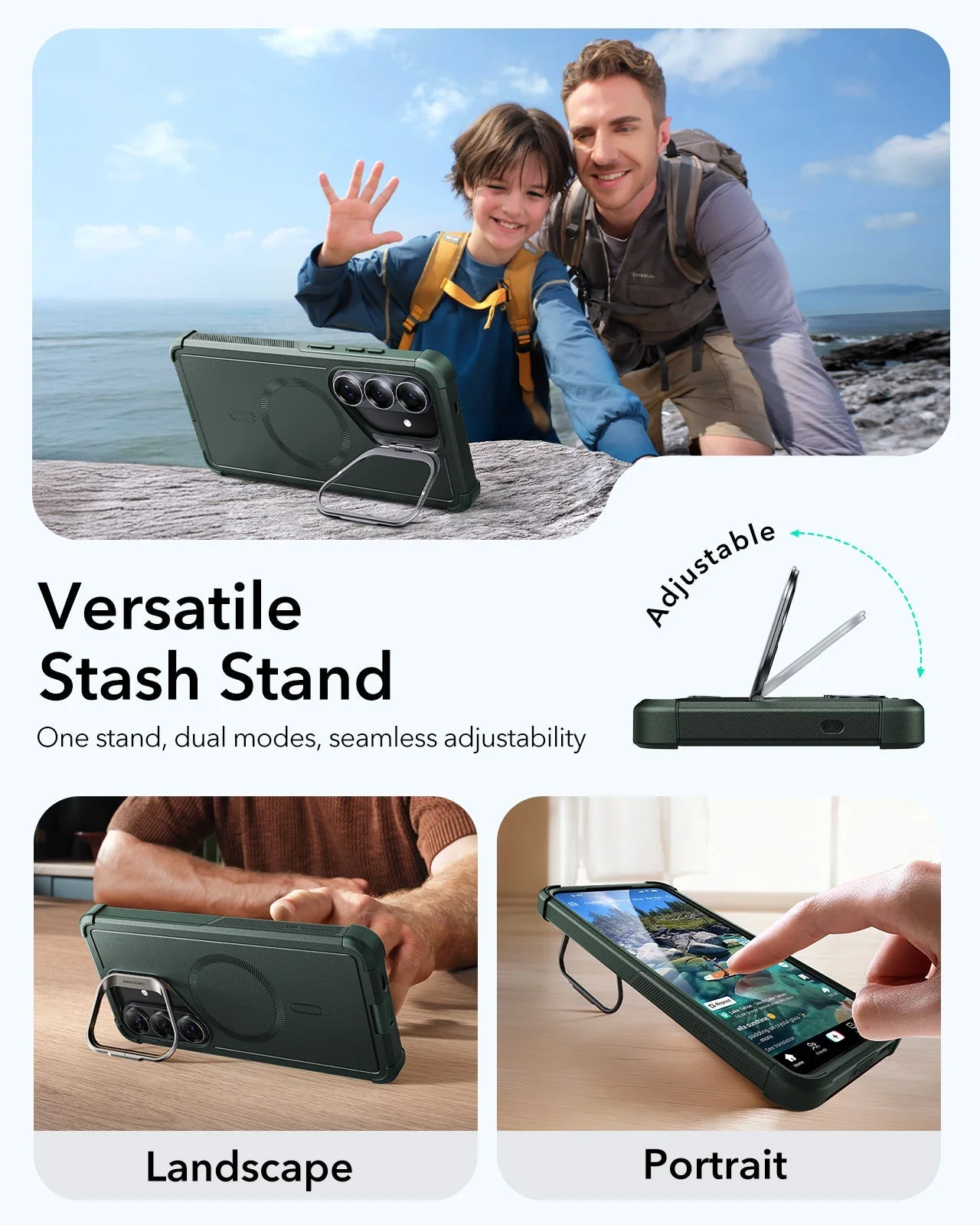 Galaxy S26 Cyber Tough Magnetic Case (Stash Stand) - Olive Green - Image 6