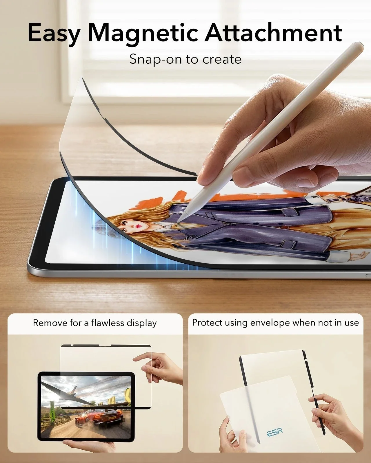 iPad 11" (A16, 2025) Rebound Magnetic Keyboard Case and Paper-Feel Screen Protector Bundle-US Layout-White - Image 19