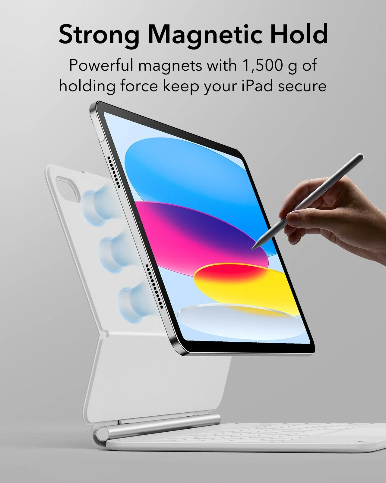 iPad 10th Generation Rebound Magnetic Keyboard Case - US Layout-White - Image 2