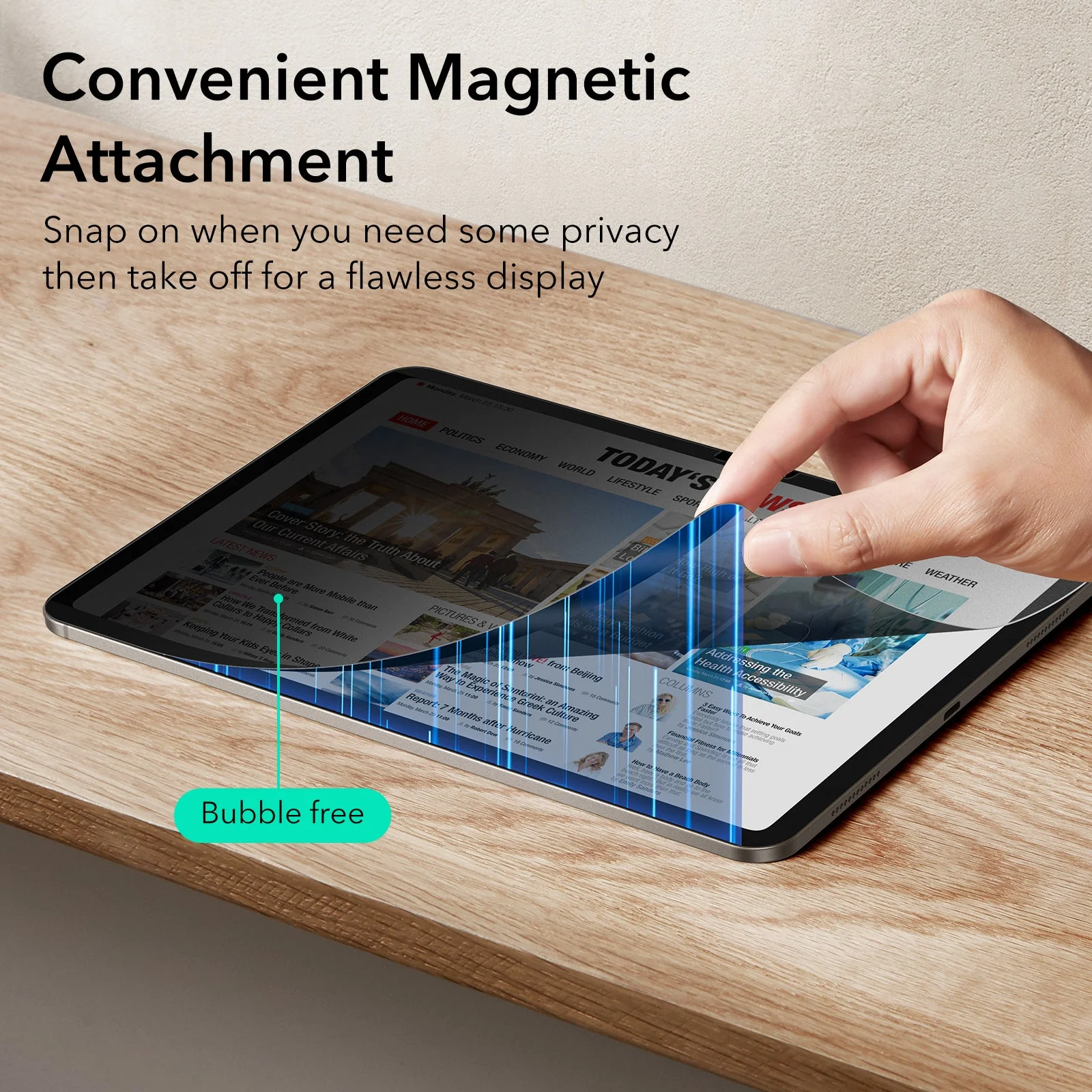 iPad Air 11" (2024) Privacy Magnetic Screen Protector Set - 1 Privacy + 2 Tempered-Glass - Image 3