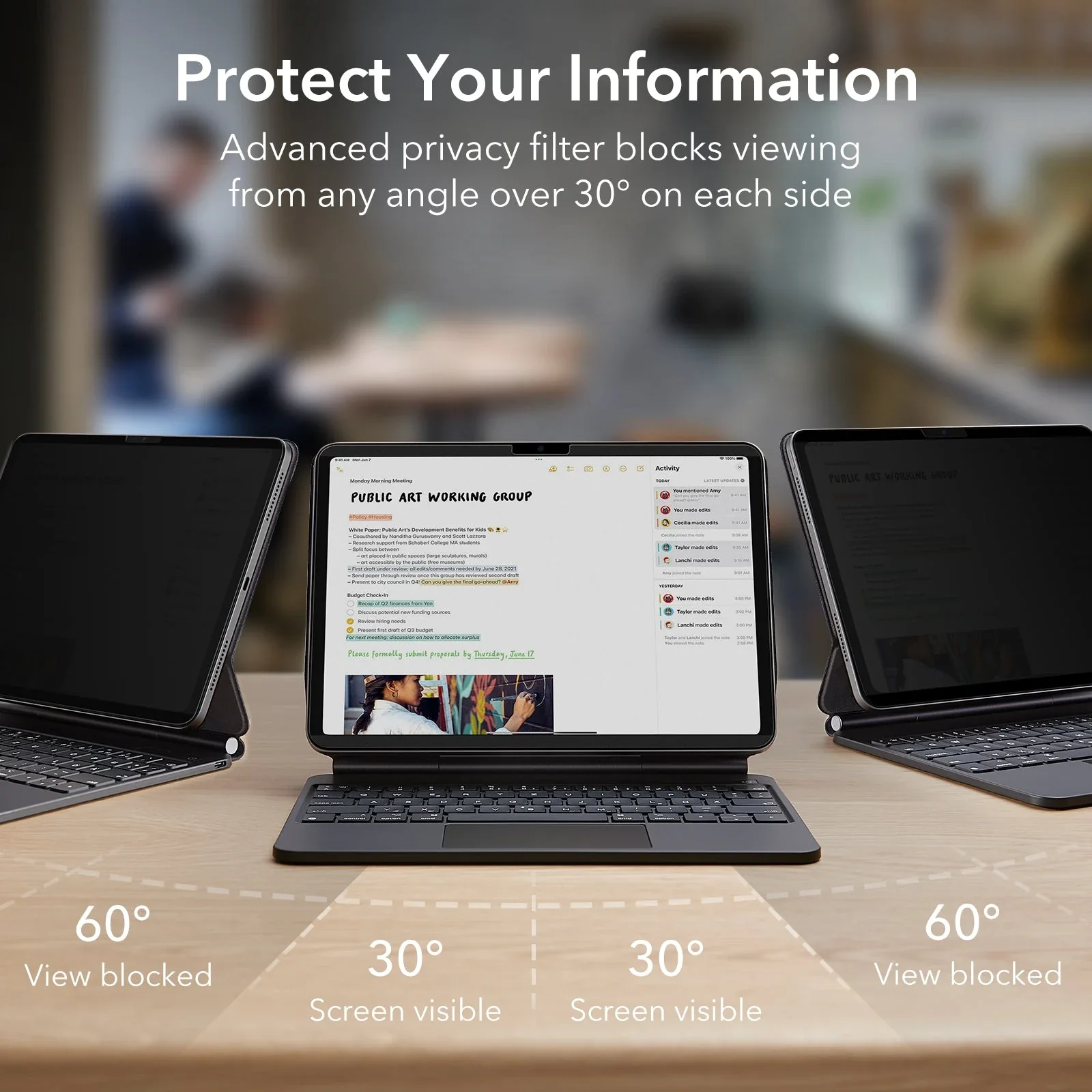 iPad Air 11" (2024) Privacy Magnetic Screen Protector Set - 1 Privacy + 2 Tempered-Glass - Image 4