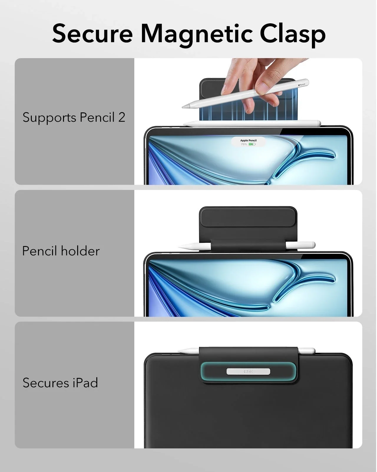 iPad Air 11” (2025) Rebound Magnetic Keyboard Case - US Layout-White - Image 6