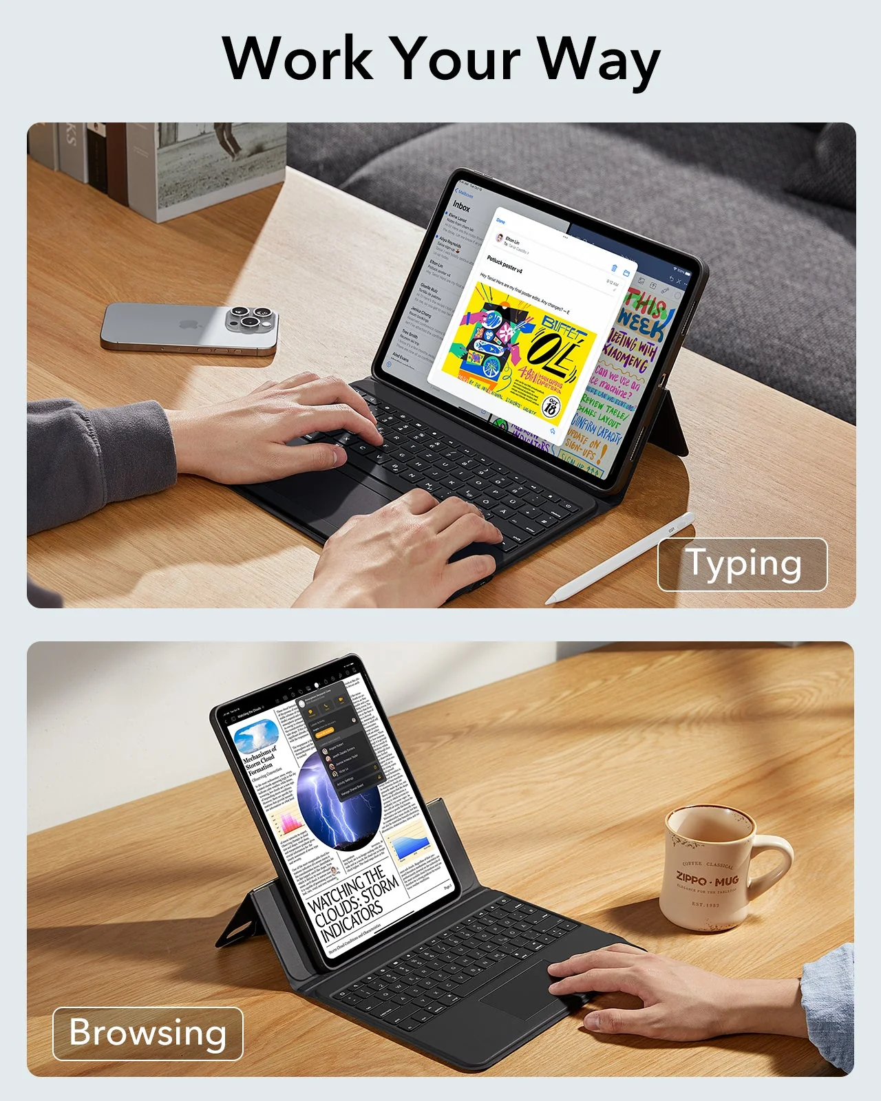 iPad Air 13" (2024) Ascend Tastatur Hülle - DE Layout - Schwarz - Image 4