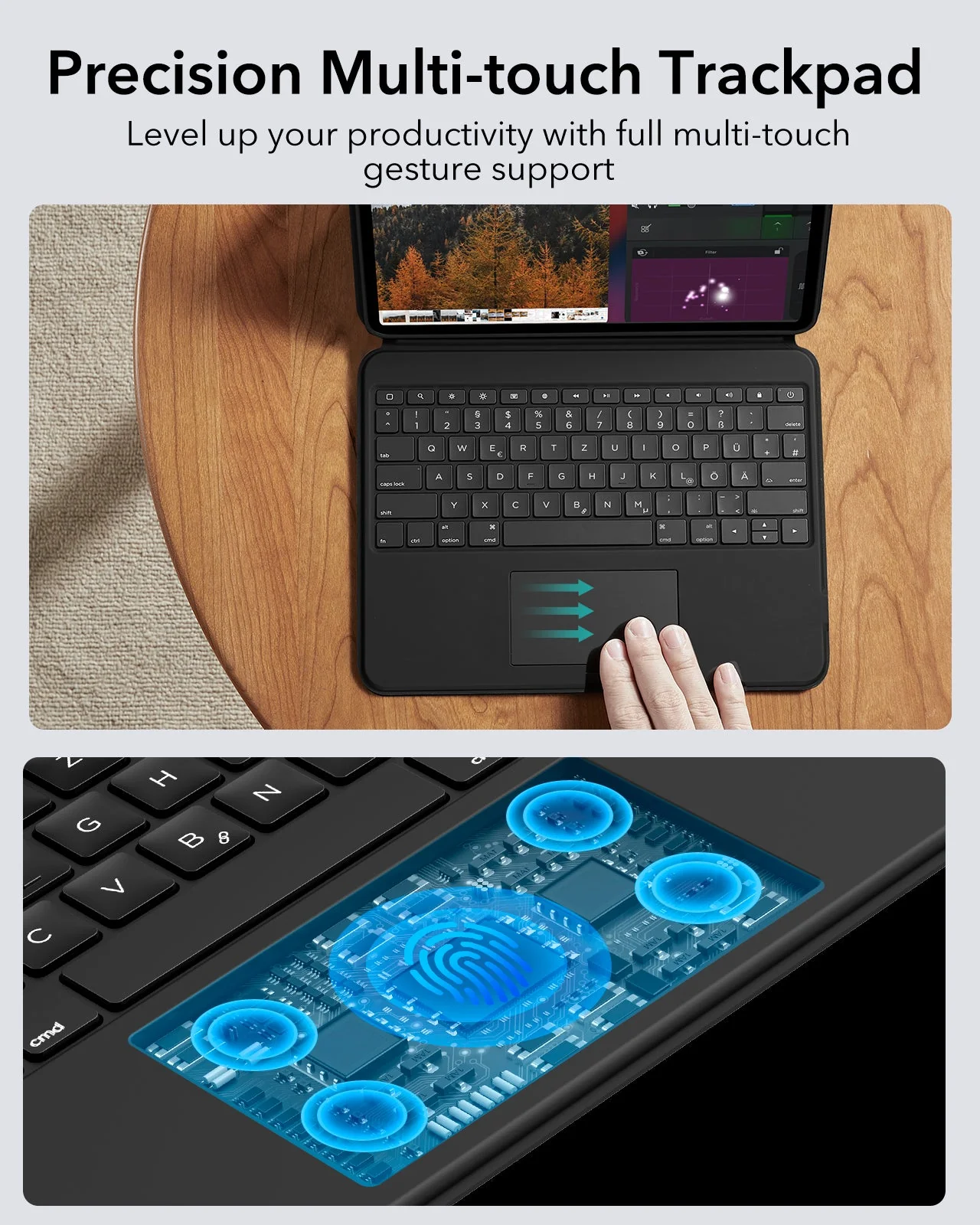iPad Air 13" (2024) Ascend Tastatur Hülle - DE Layout - Schwarz - Image 6