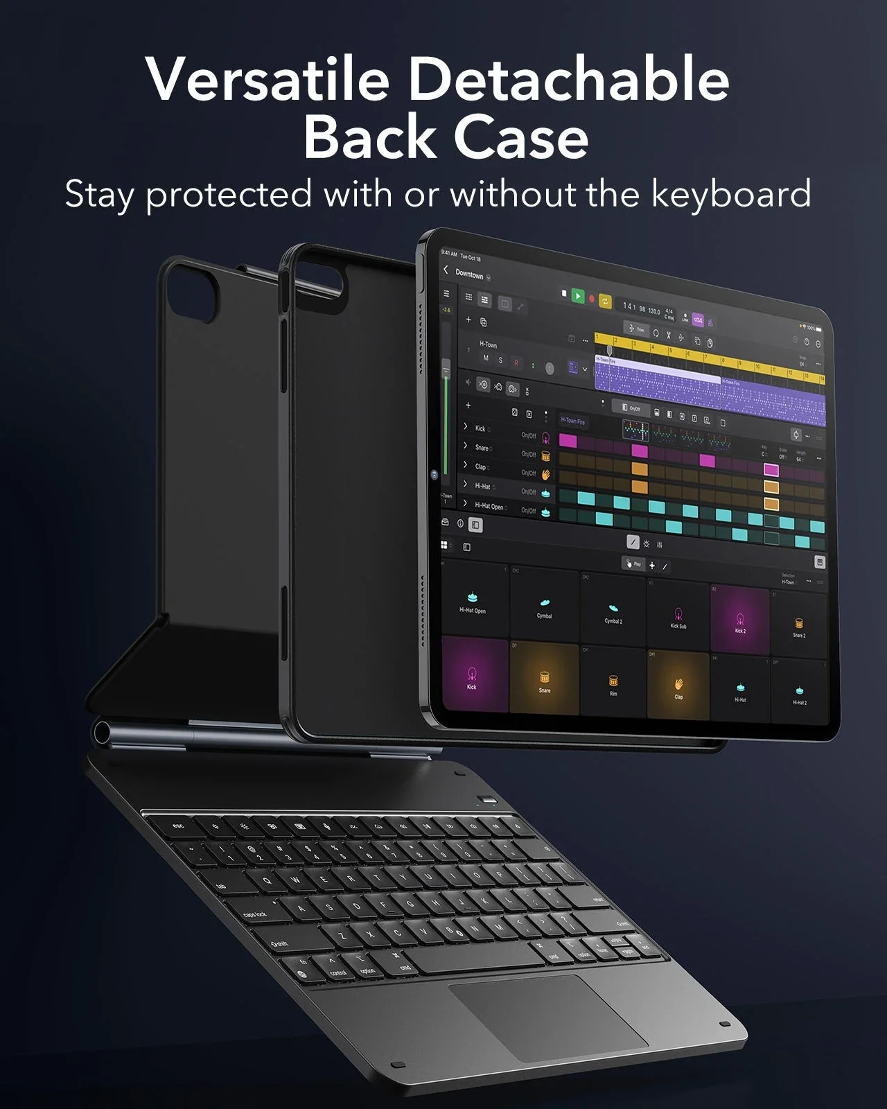 iPad Air 13” (2025) Rebound Magnetic Keyboard Case 360 - US Layout-Black - Image 4